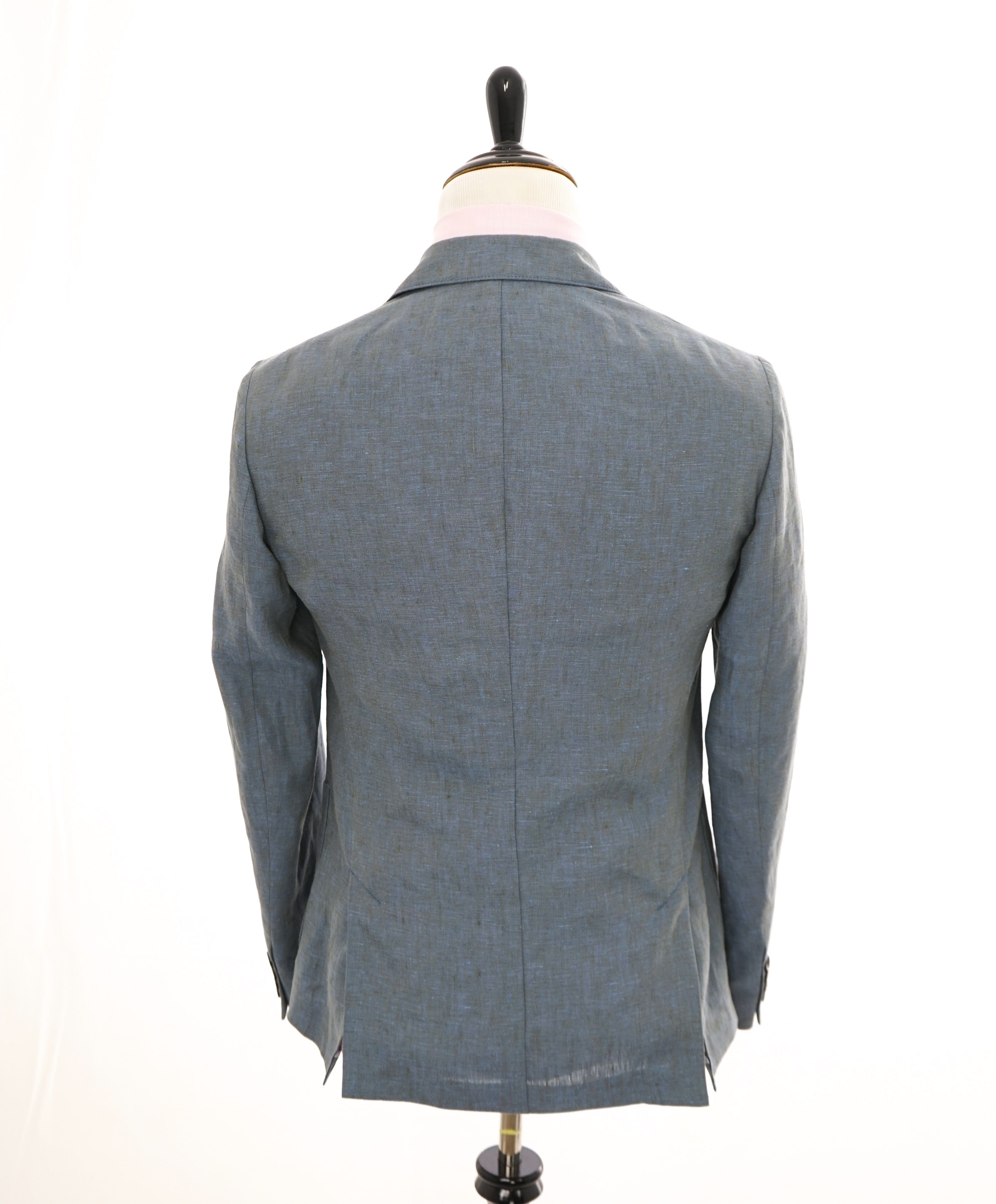 ARMANI COLLEZIONI - Medium Blue Melange Semi-Lined Linen Blazer - 40R