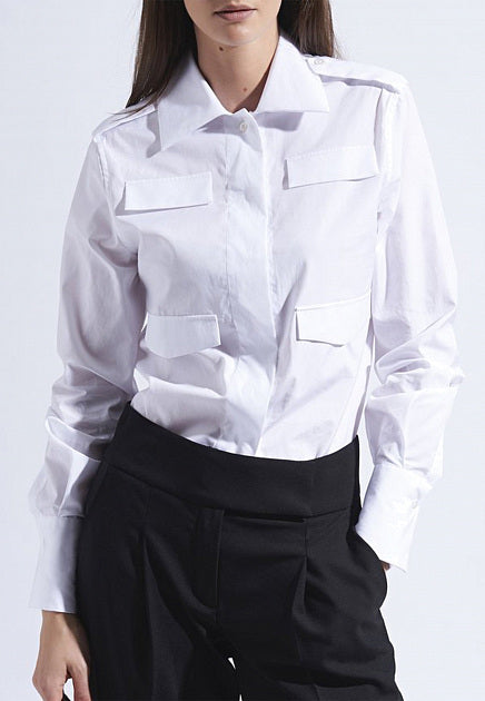 $495 ELEVENTY - 4-Pocket Shirt With Tabs Dress Shirt Cotton - 8 / 46