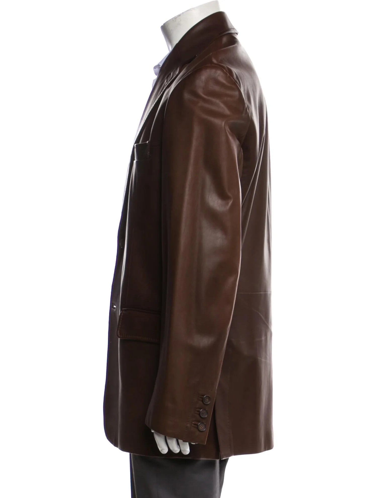 $7,200 BRIONI - *PREMIUM GRADE* Brown LEATHER Overcoat Blazer- 44R US