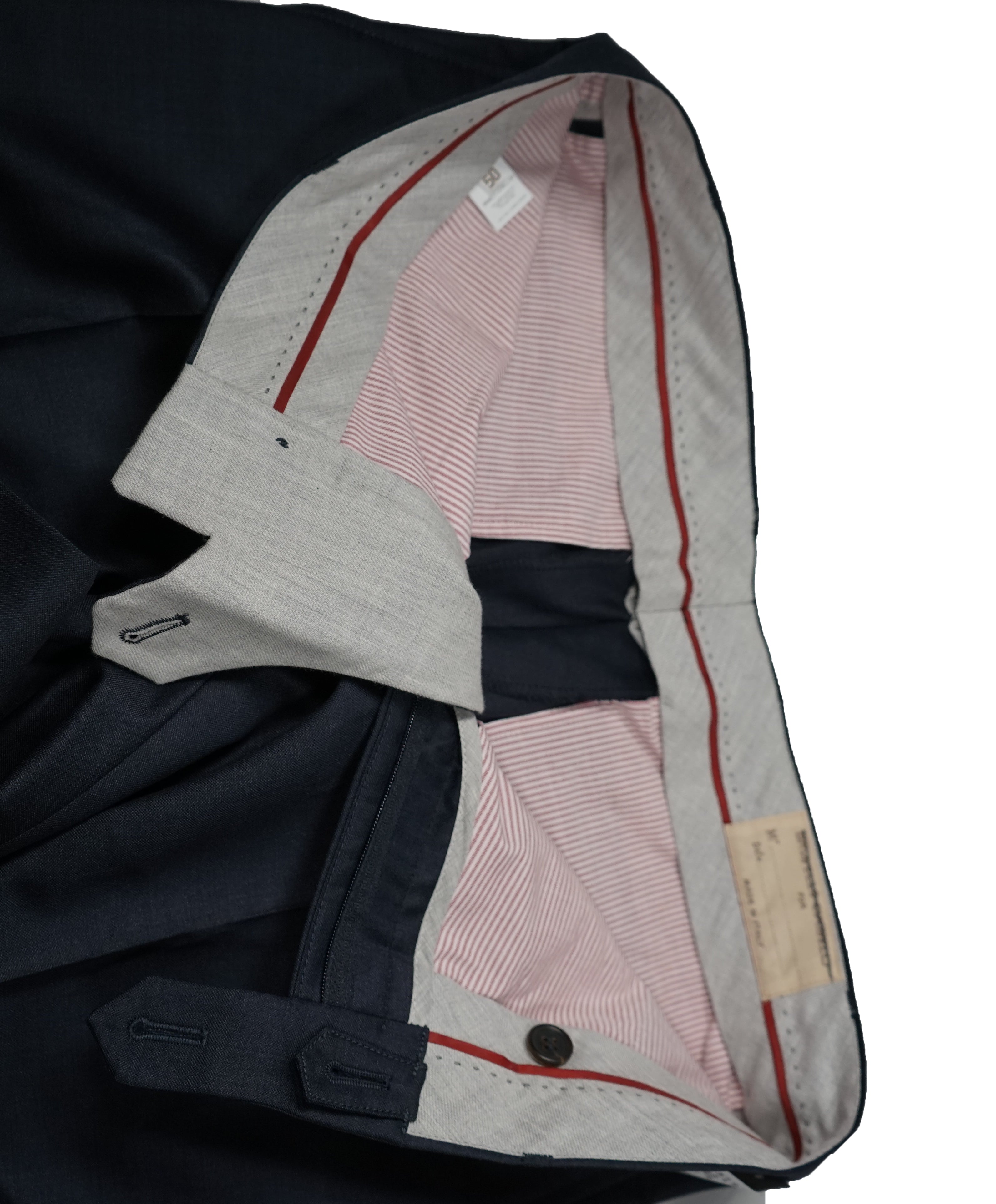 BRUNELLO CUCINELLI - Blue Flat Front Pants With Pick Stitching Detail - 34W