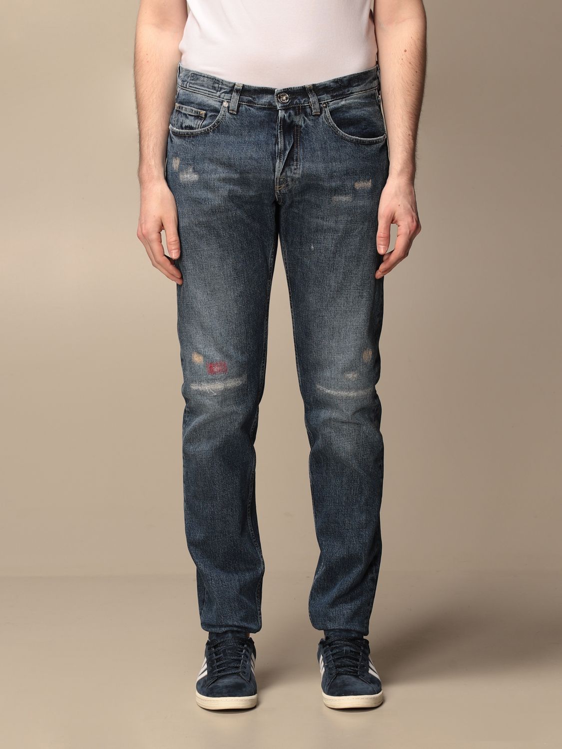 ELEVENTY - 5-Pocket Jeans In Washed Blue Denim Red Detail - 33W
