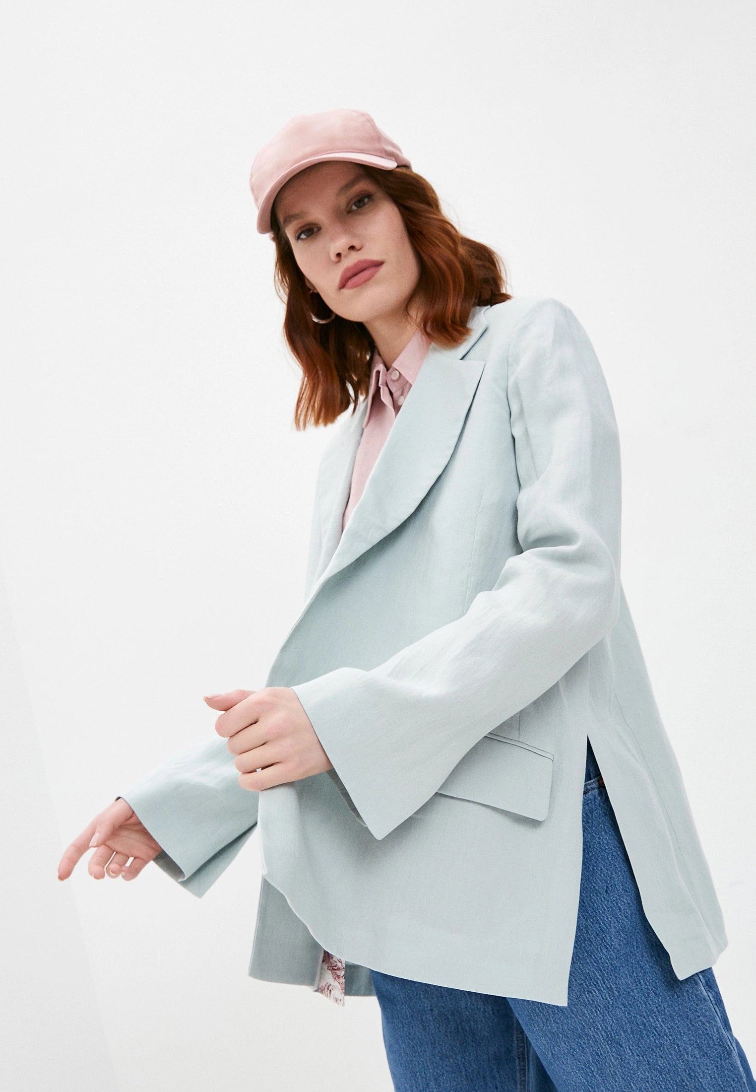 $795 ELEVENTY - Pure LINEN Flared Jacket With Side Slits Blazer Top - 6 / 44