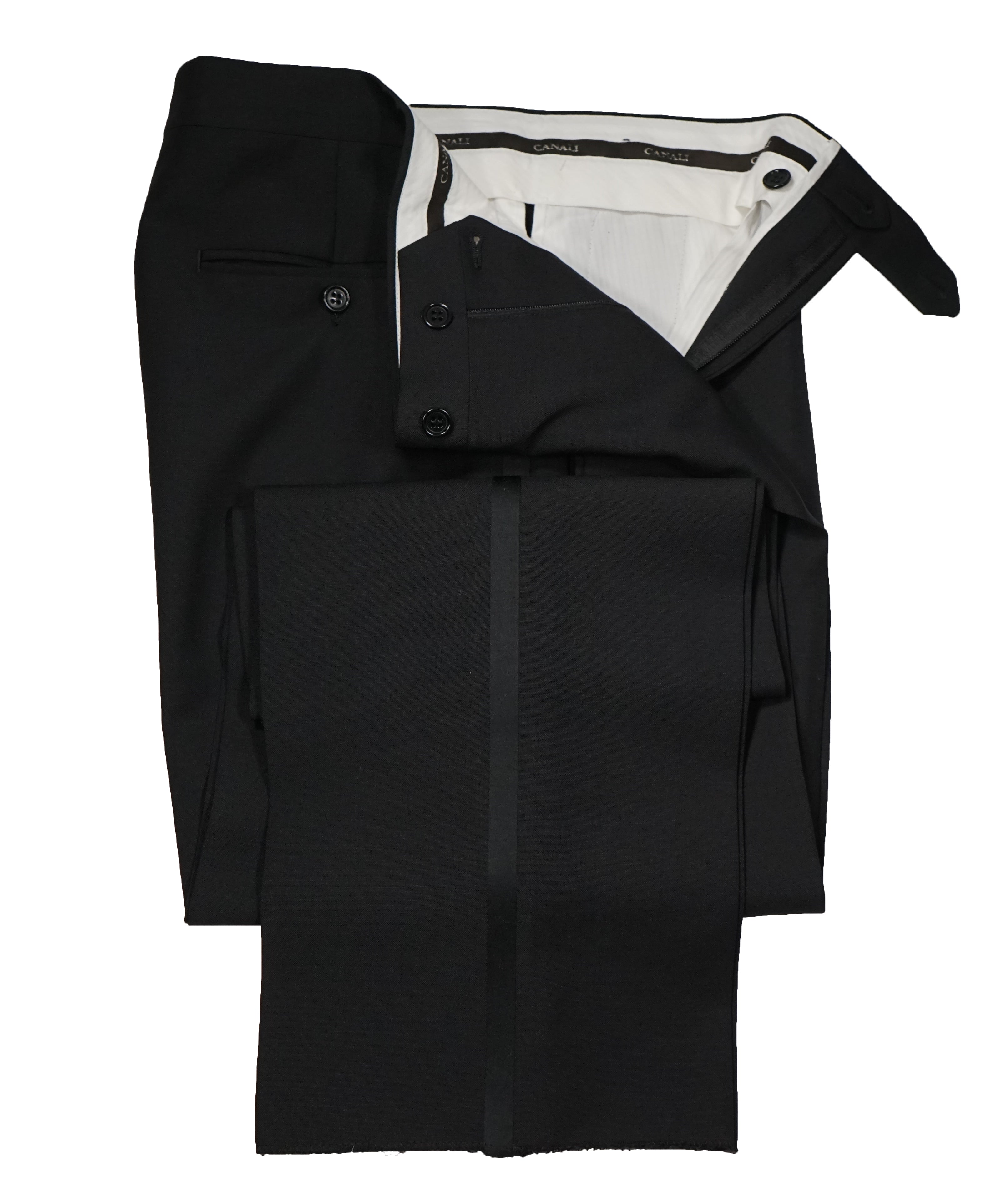 CANALI - Wool & Mohair Black Tux Dinner Pants - 30W