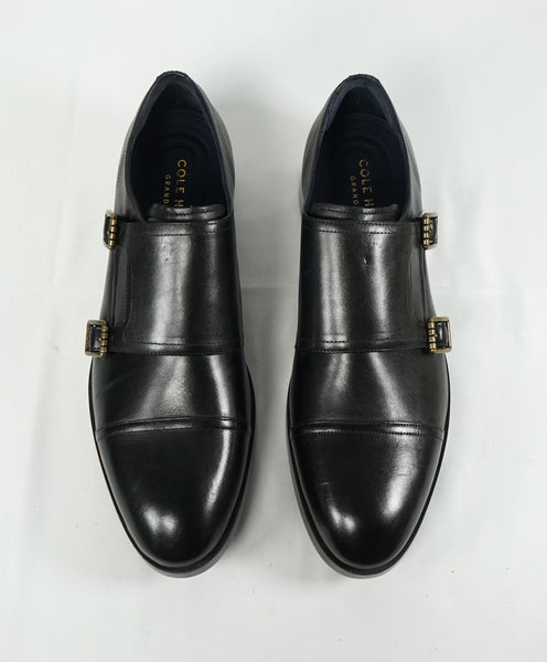COLE HAAN Henry Black Cap Toe Double Monk Strap Loafers Grand OS Luxe Hanger