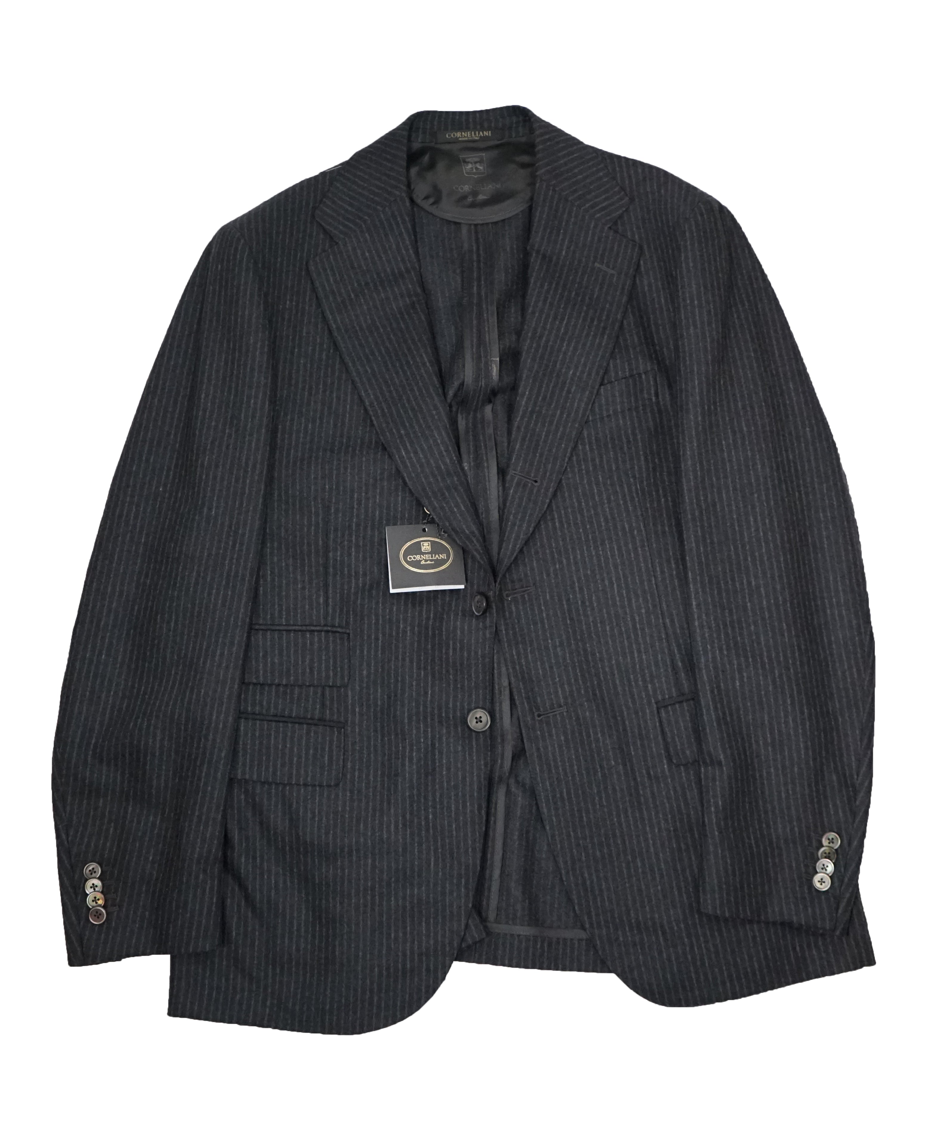CORNELIANI - Cashmere Blend Gray Chalk Stripe 2-3 Roll Semi-linedSuit - 40R