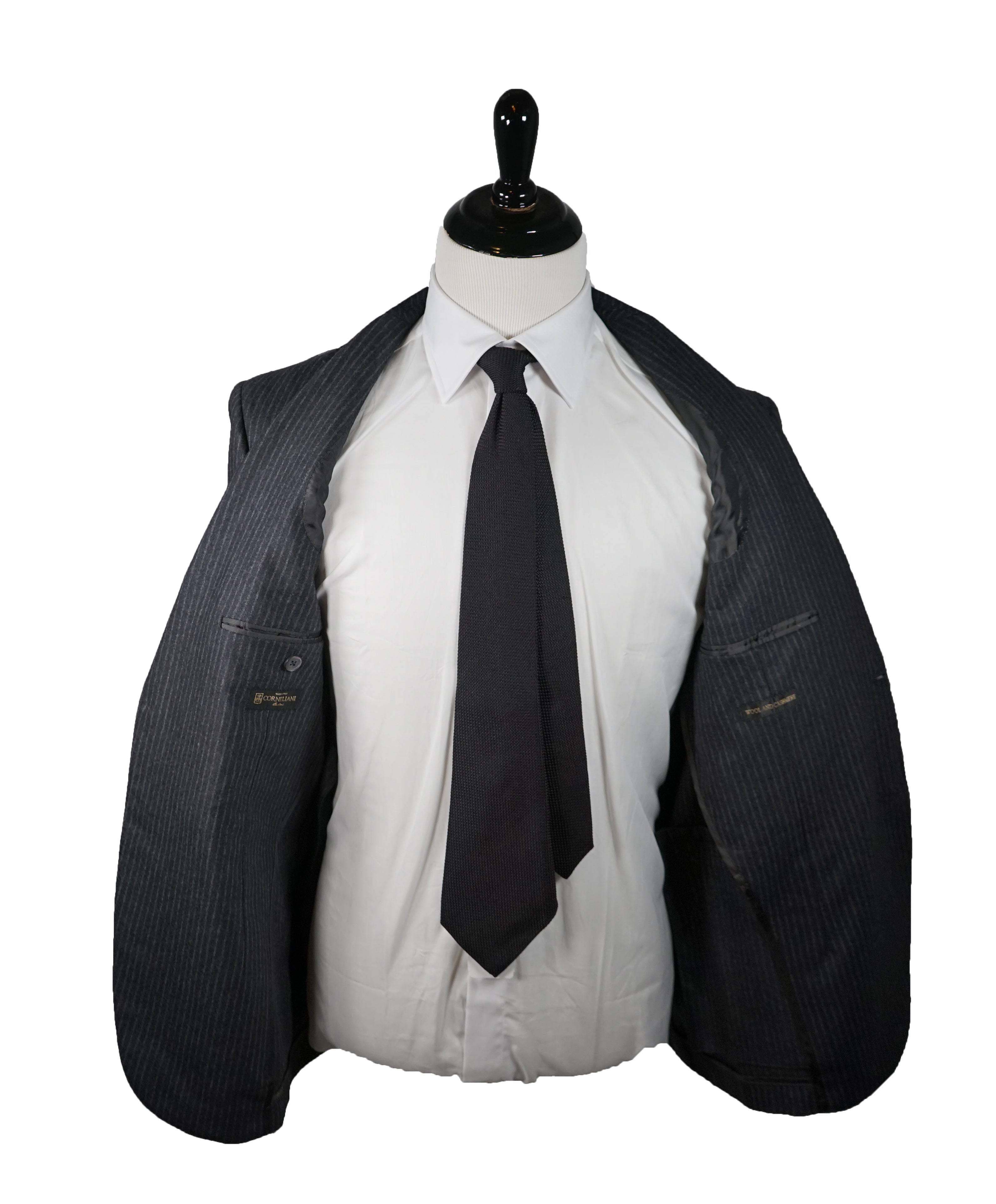 CORNELIANI - Cashmere Blend Gray Chalk Stripe 2-3 Roll Semi-linedSuit - 40R
