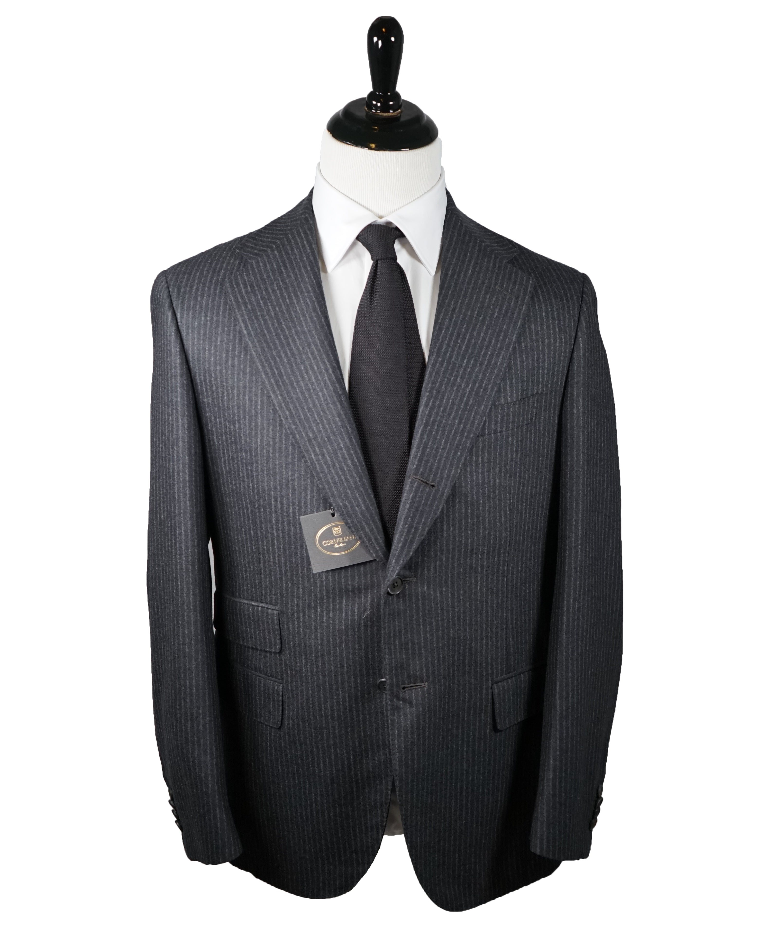 CORNELIANI - Cashmere Blend Gray Chalk Stripe 2-3 Roll Semi-linedSuit - 40R