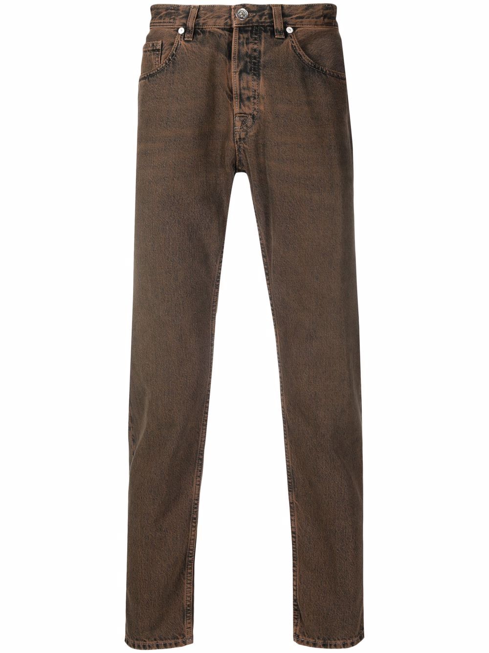 ELEVENTY - Mid-rise Cropped Jeans In Brown Weathered Details - 33W