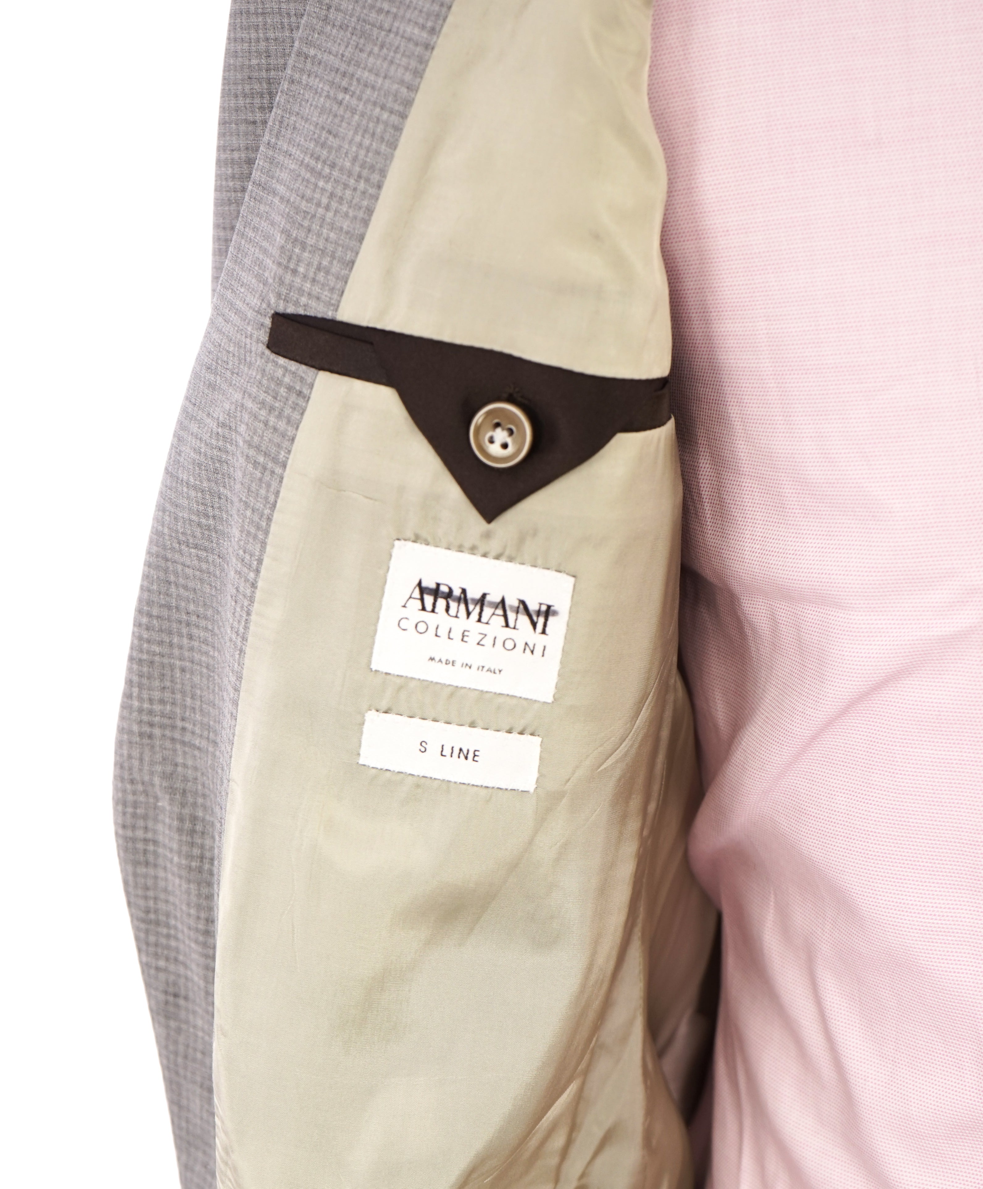 ARMANI COLLEZIONI - “S Line” Slim Check Plaid Neutral Beige Blazer - 42R