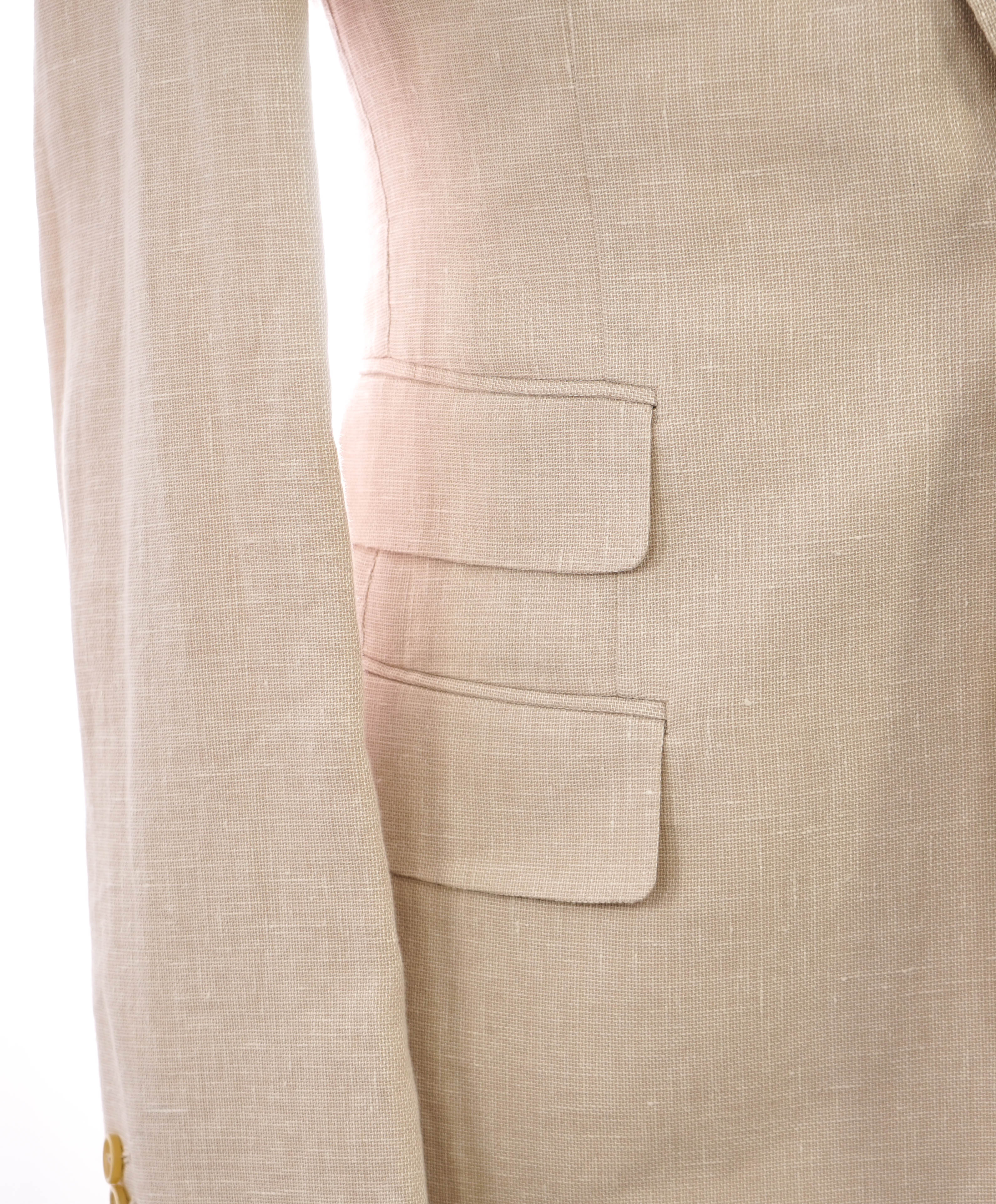 ELEVENTY - Neutral Basket Weave Semi-Lined LINEN / COTTON Blazer - 40 (50EU)