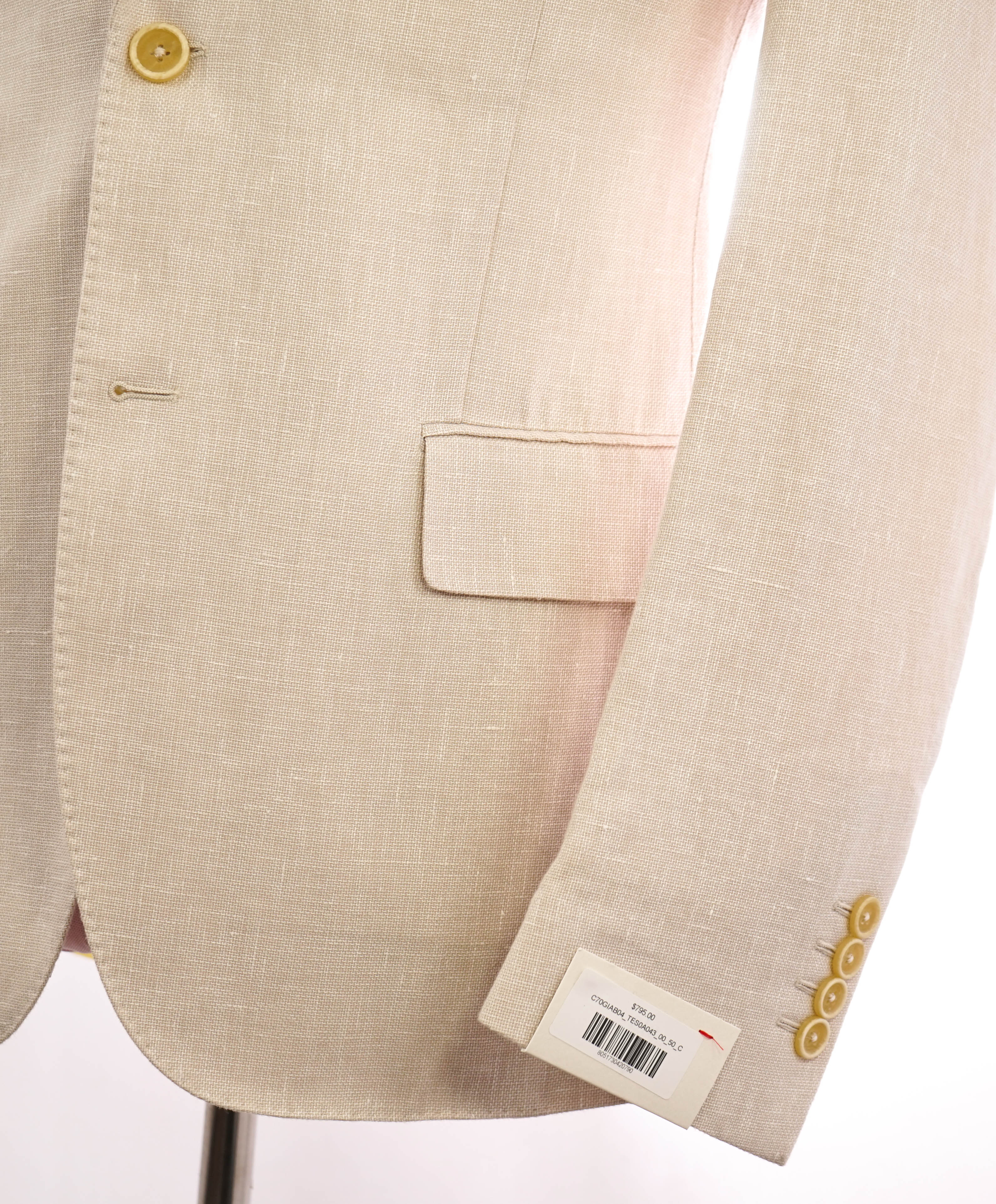 ELEVENTY - Neutral Basket Weave Semi-Lined LINEN / COTTON Blazer - 40 (50EU)