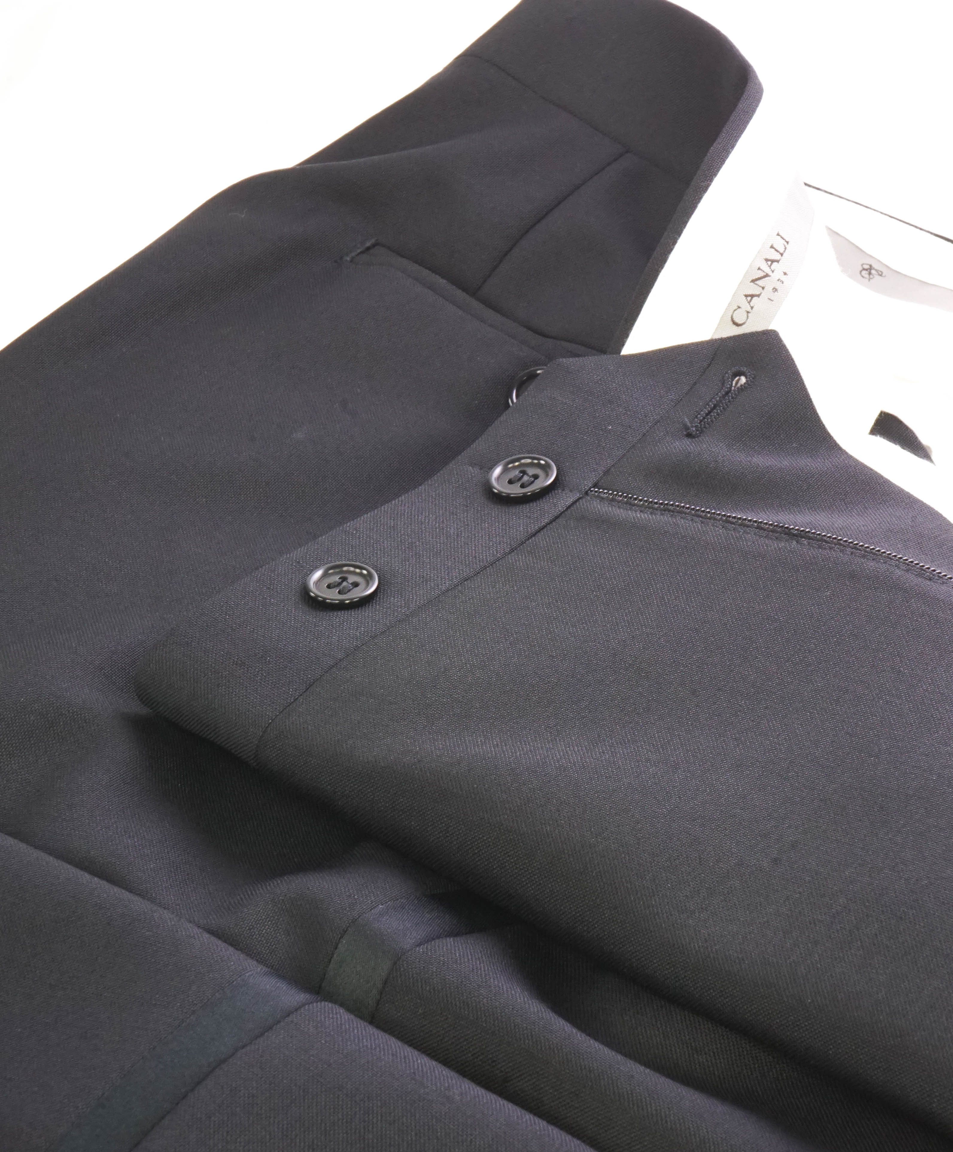 CANALI - *CLOSET STAPLE* MOHAIR Black Tux Flat Front Dinner Pants - 36W