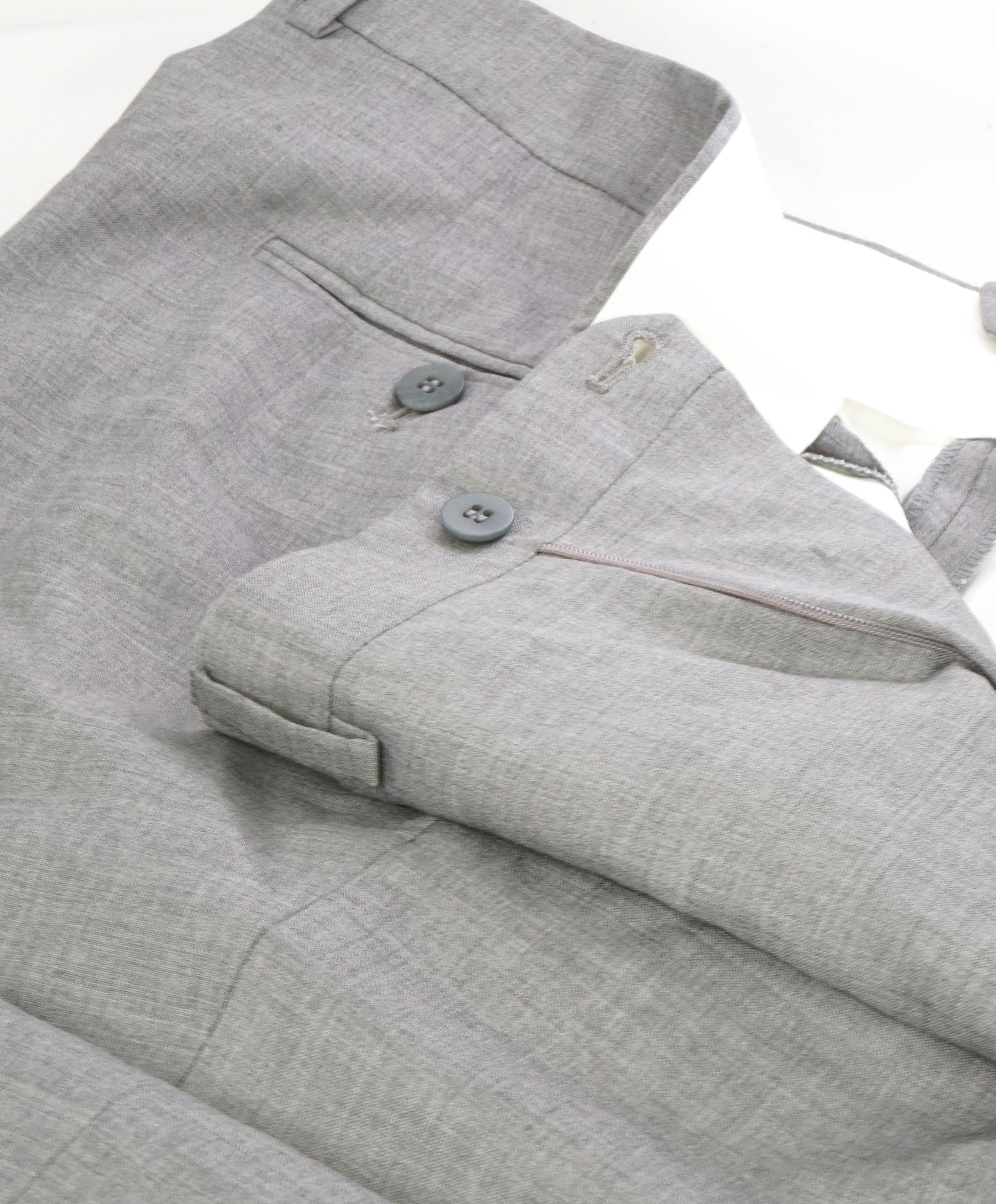 EIDOS - "ELONGATED WAIST TAB" Gray Pure Wool Dress Pants - 36W