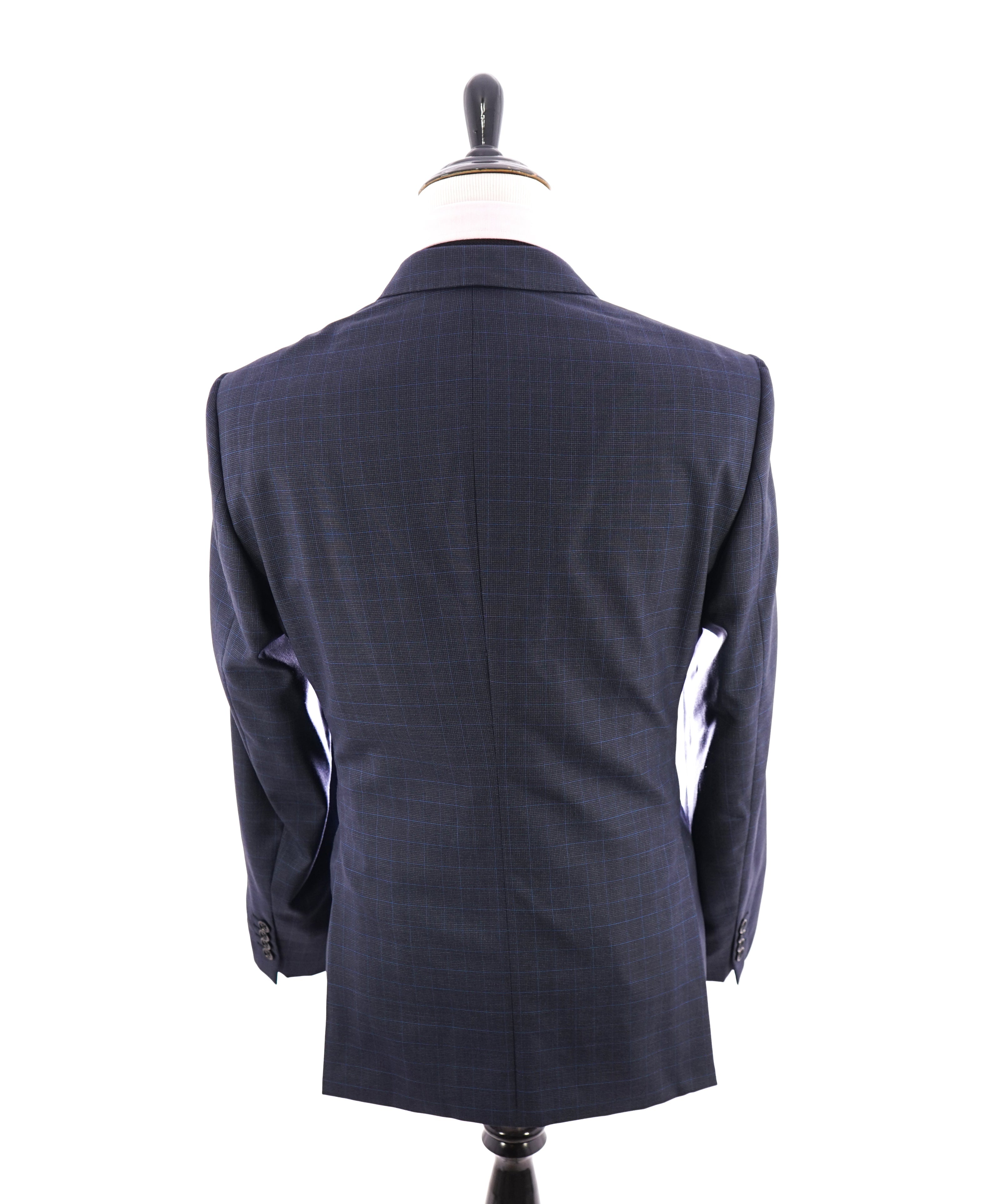 ARMANI COLLEZIONI - “M Line” Cobalt Blue Plaid Textured Woven Blazer - 46R