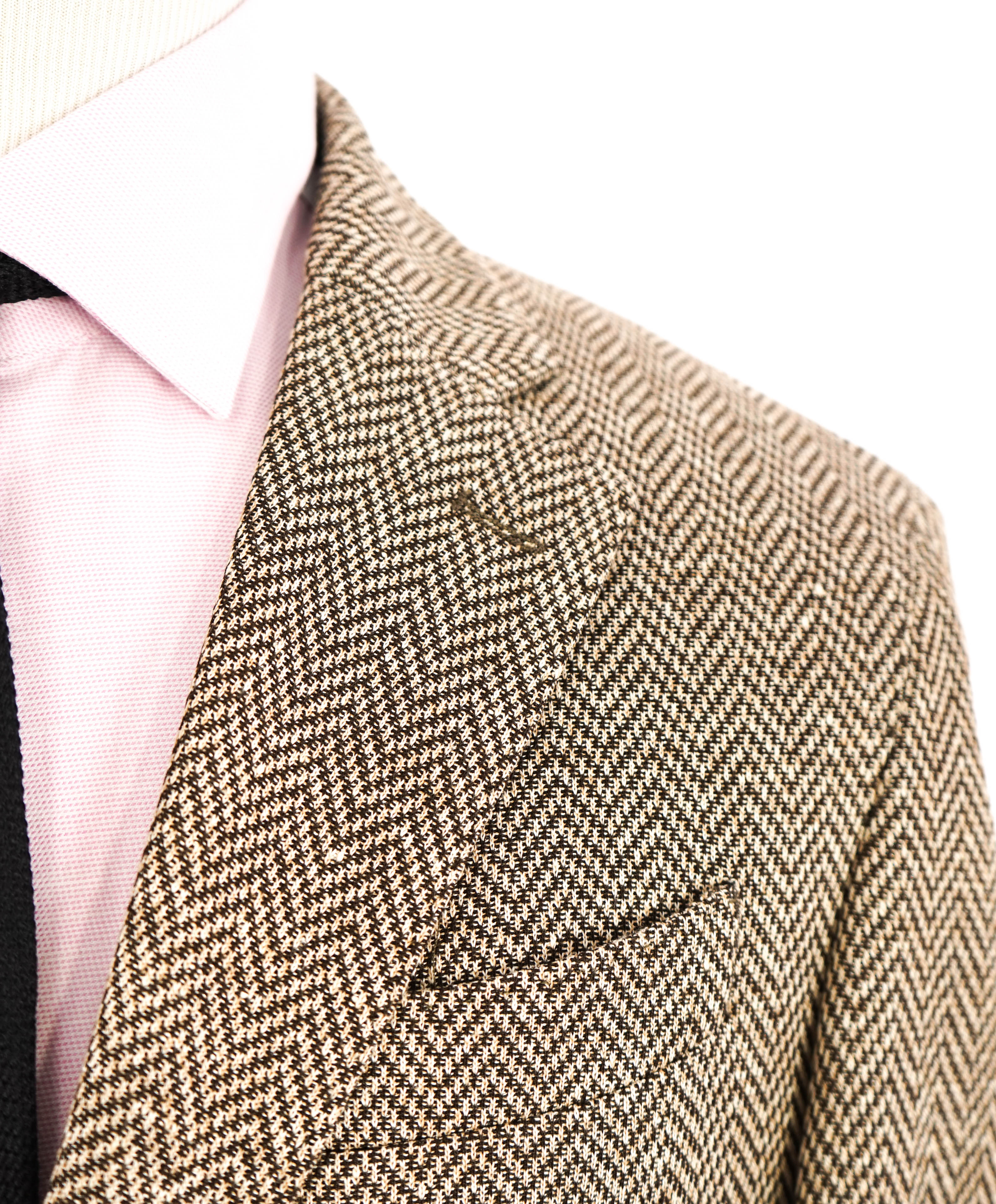 ELEVENTY - Brown Herringbone Semi-Lined LINEN/COTTON Blazer - 40 (50 EU)