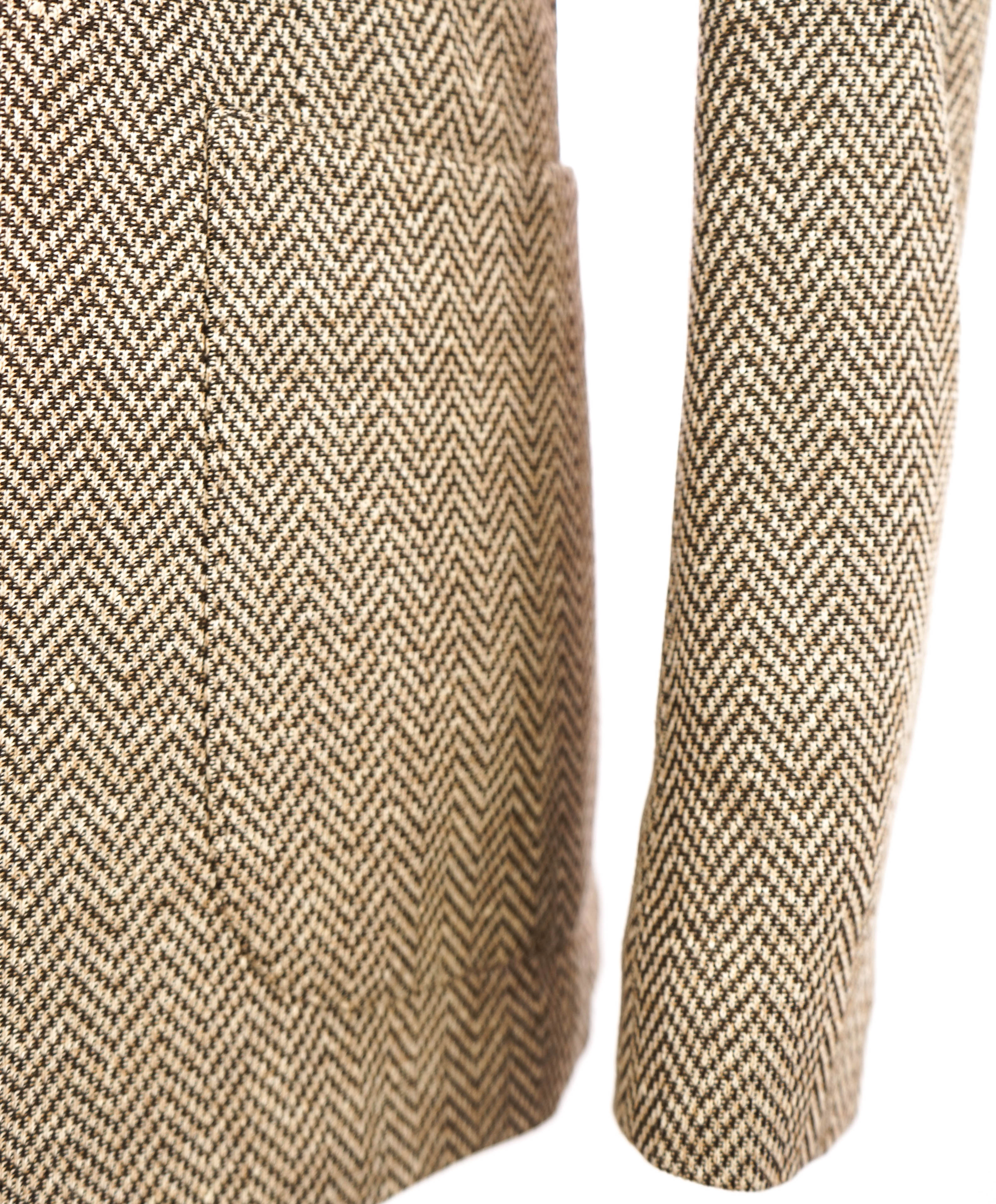 ELEVENTY - Brown Herringbone Semi-Lined LINEN/COTTON Blazer - 40 (50 EU)