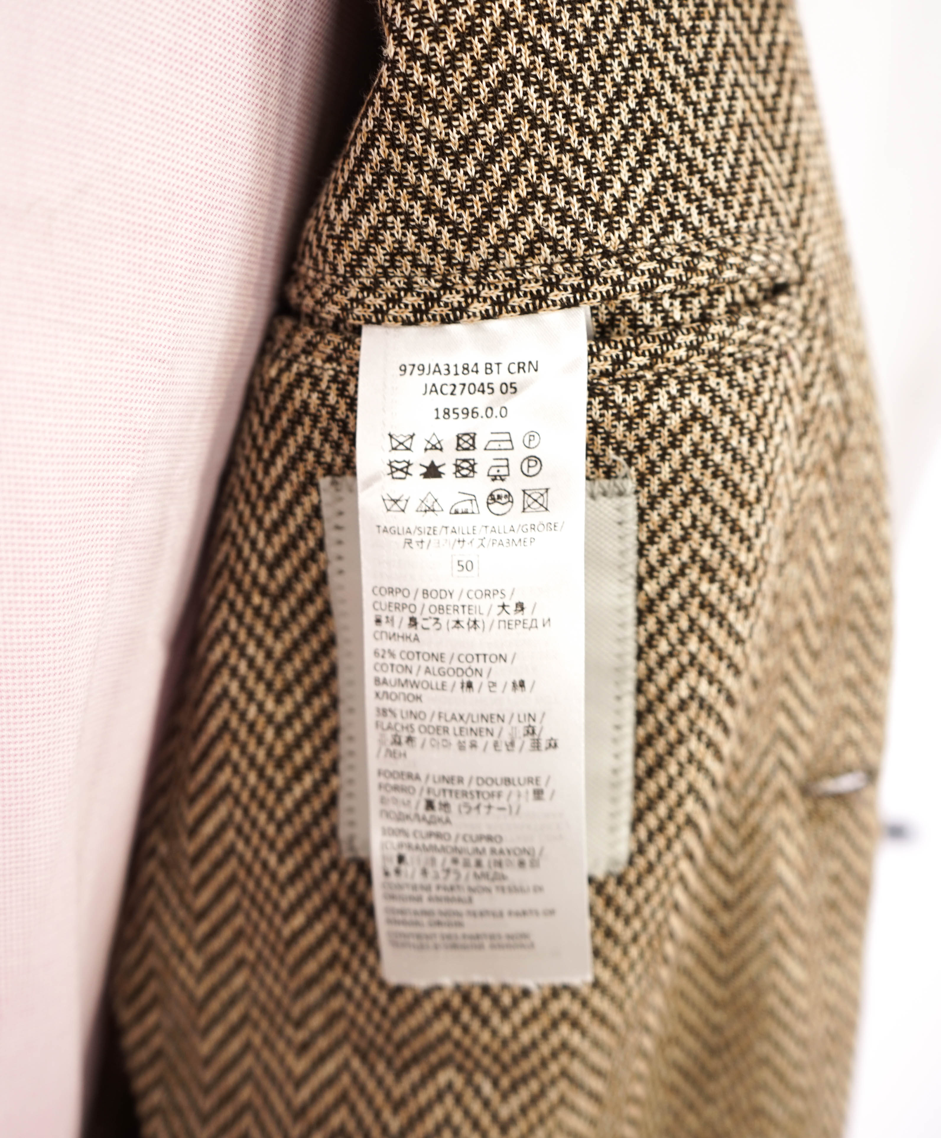 ELEVENTY - Brown Herringbone Semi-Lined LINEN/COTTON Blazer - 40 (50 EU)