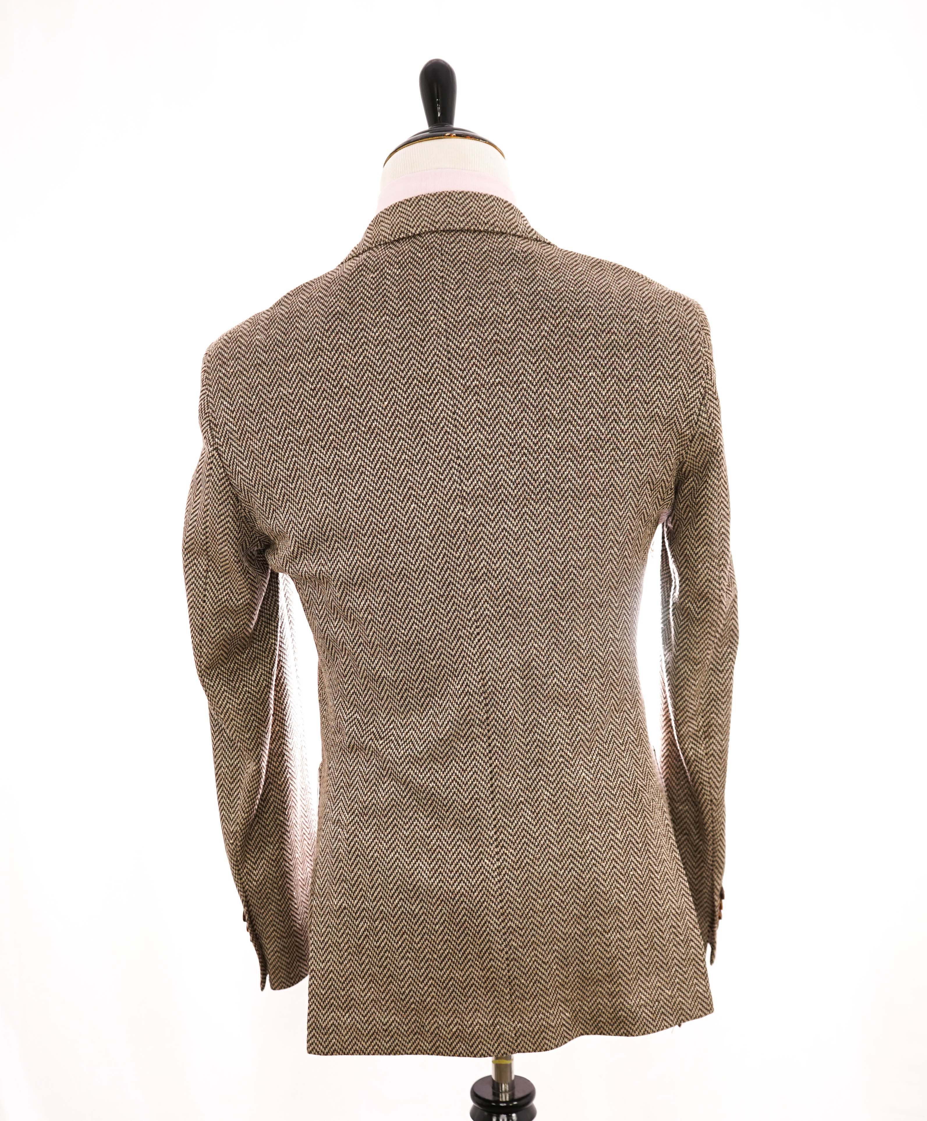 ELEVENTY - Brown Herringbone Semi-Lined LINEN/COTTON Blazer - 40 (50 EU)