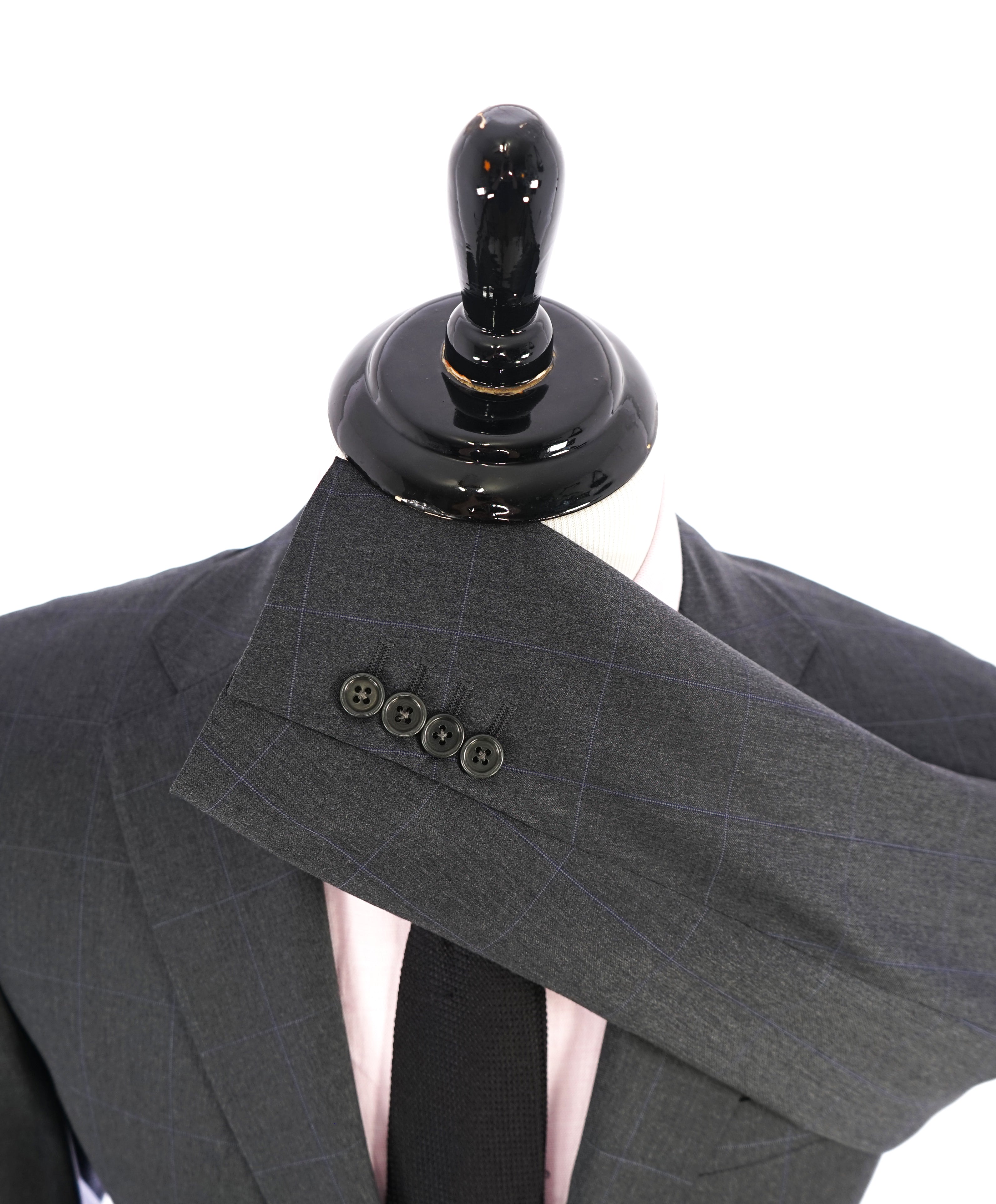 CANALI - Gray Charcoal * Blue Windowpane * Notch Lapel Iconic Suit - 38R