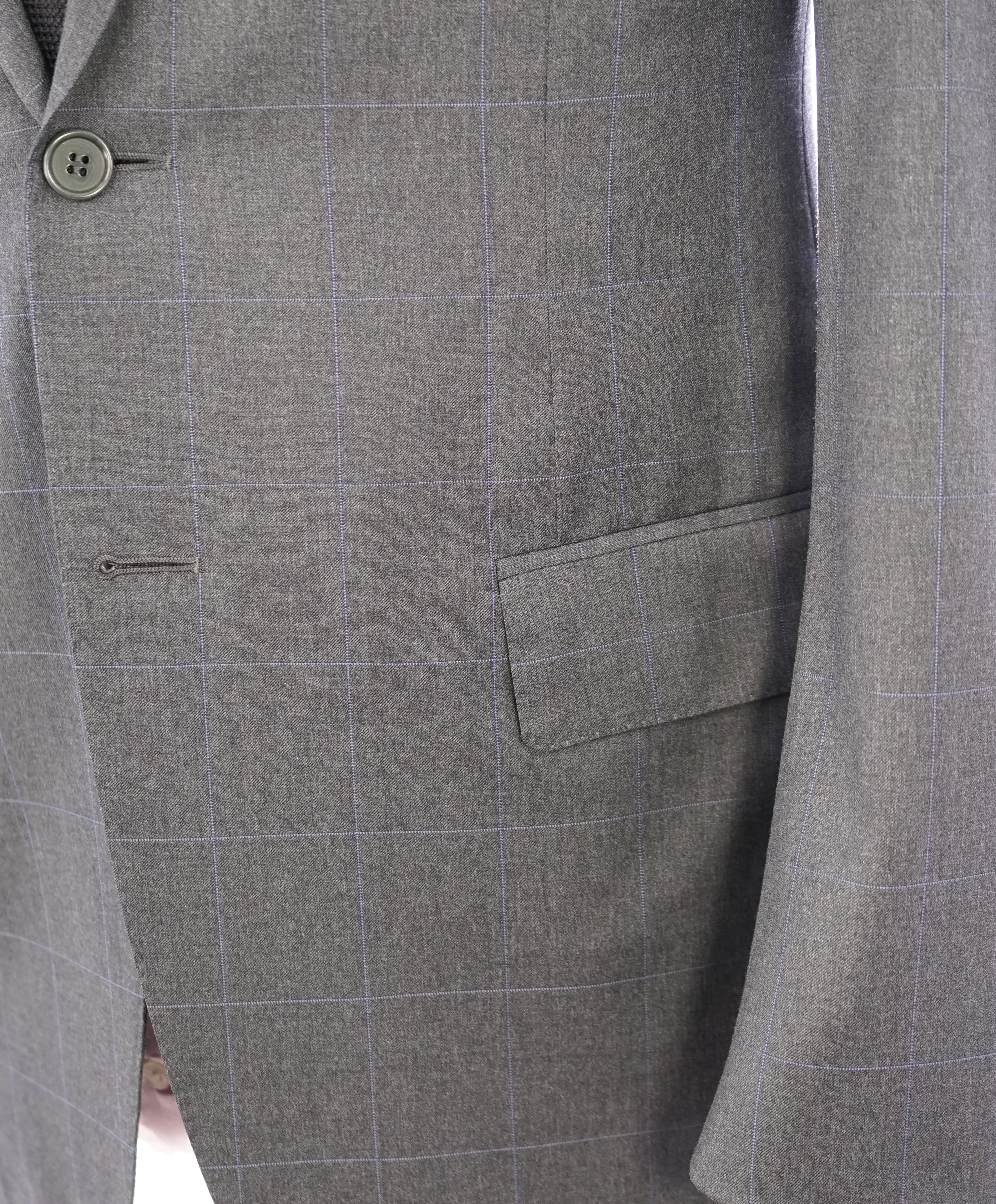 CANALI - Gray Charcoal * Blue Windowpane * Notch Lapel Iconic Suit - 38R