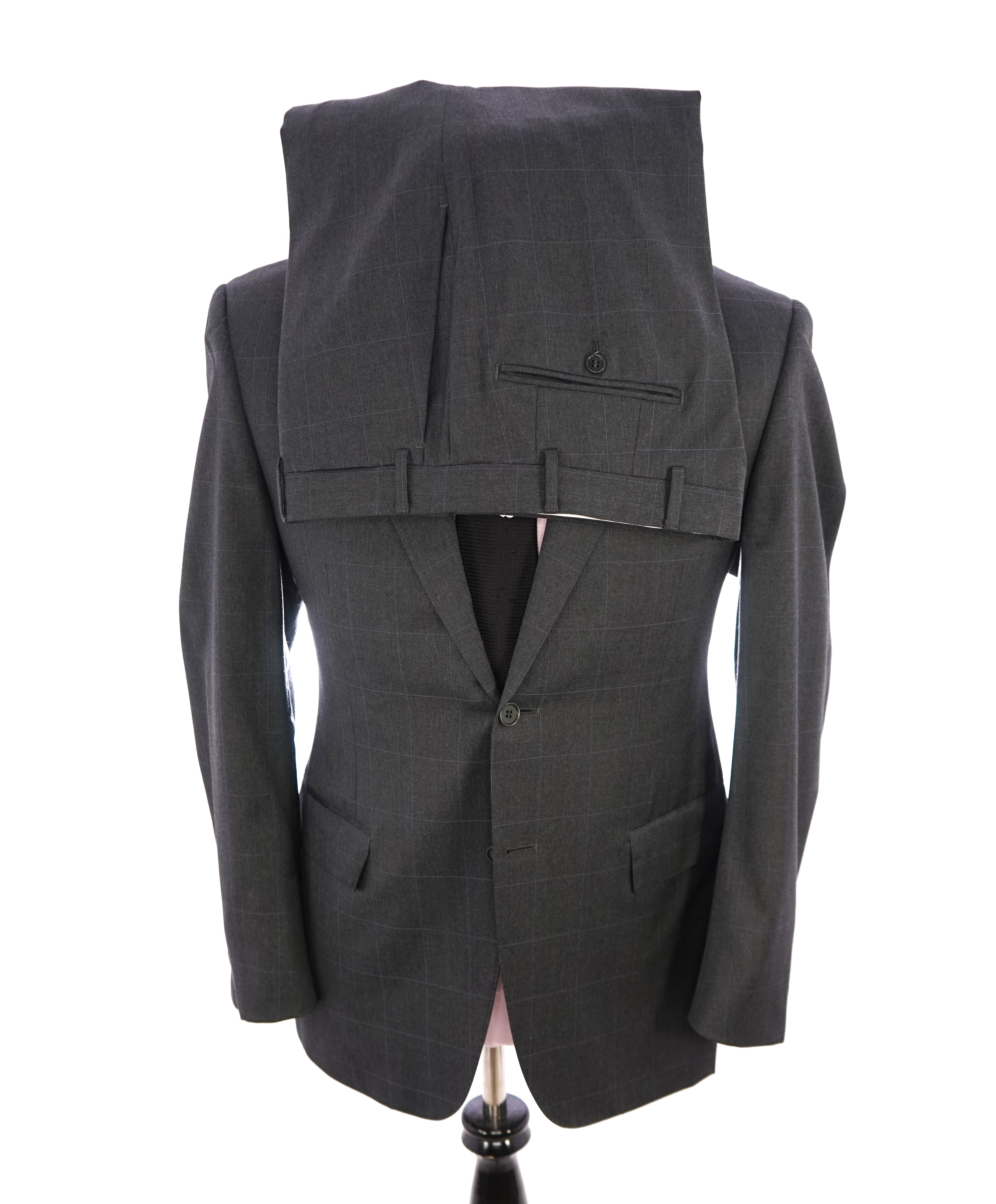 CANALI - Gray Charcoal * Blue Windowpane * Notch Lapel Iconic Suit - 38R