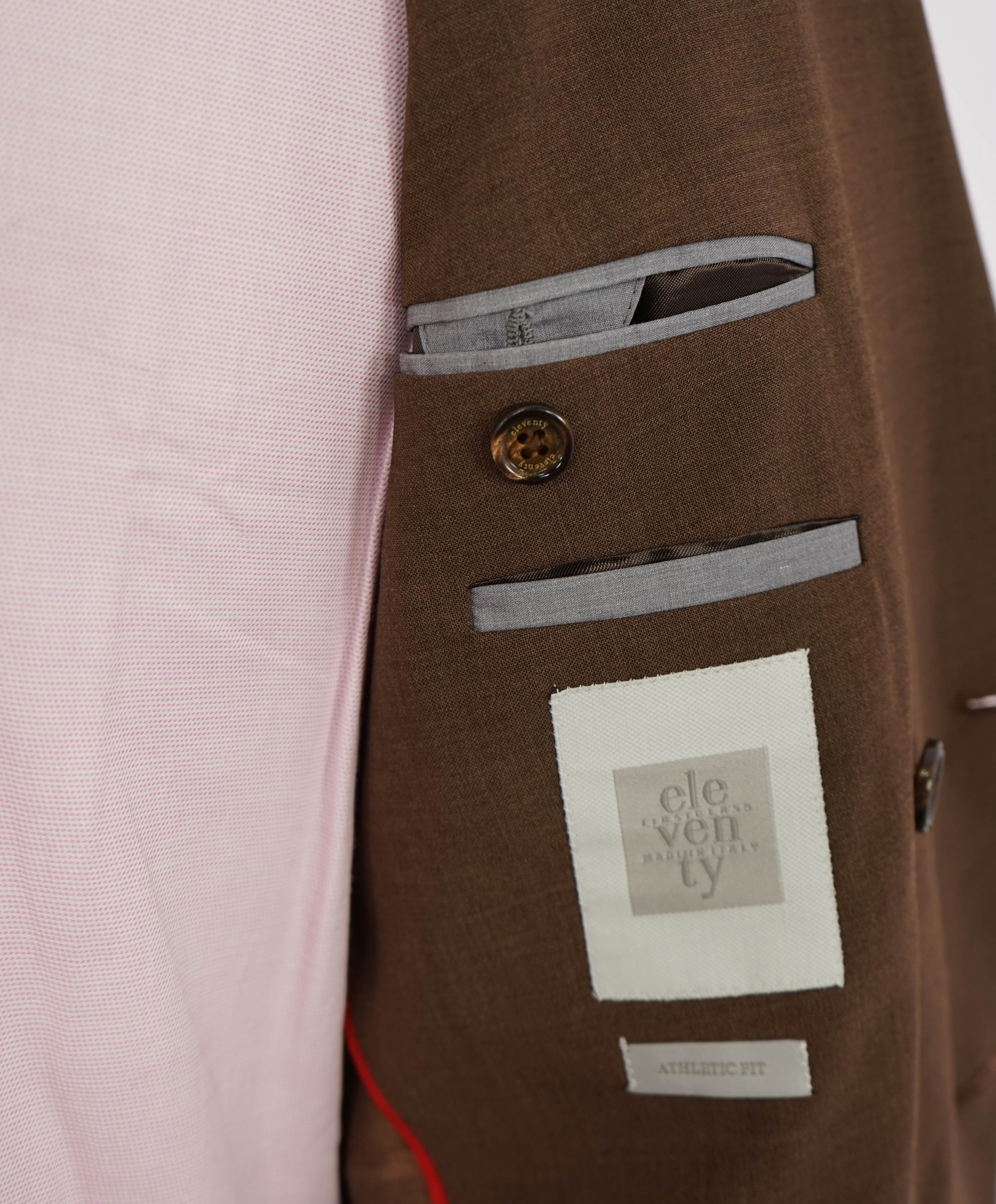 ELEVENTY - Brown Patch Pocket Double Breasted Jacket Blazer - 40US (50 EU)
