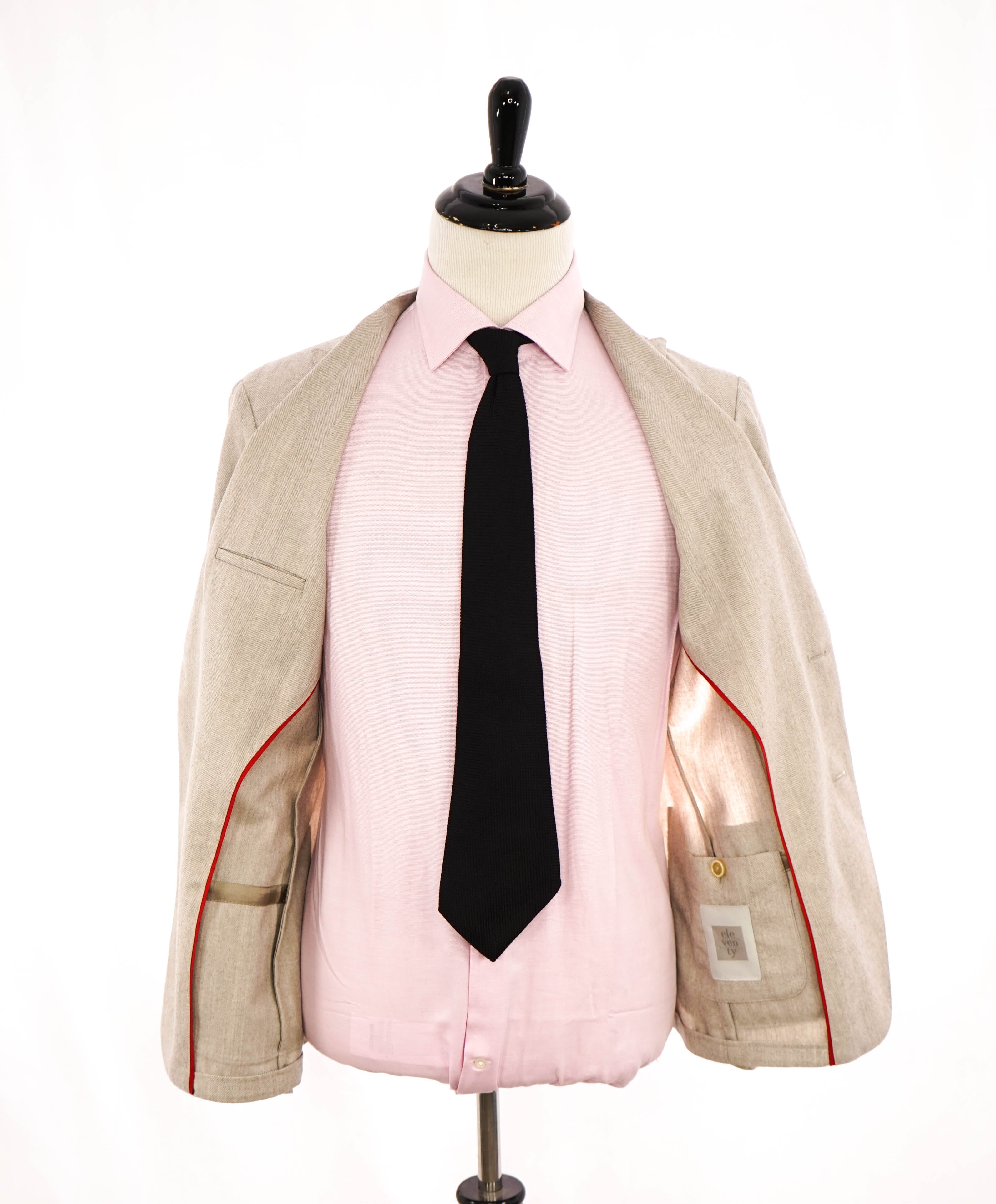 ELEVENTY - Neutral HERRINGBONE Patch Pocket Peak Lapel Blazer - 40 (50 EU)