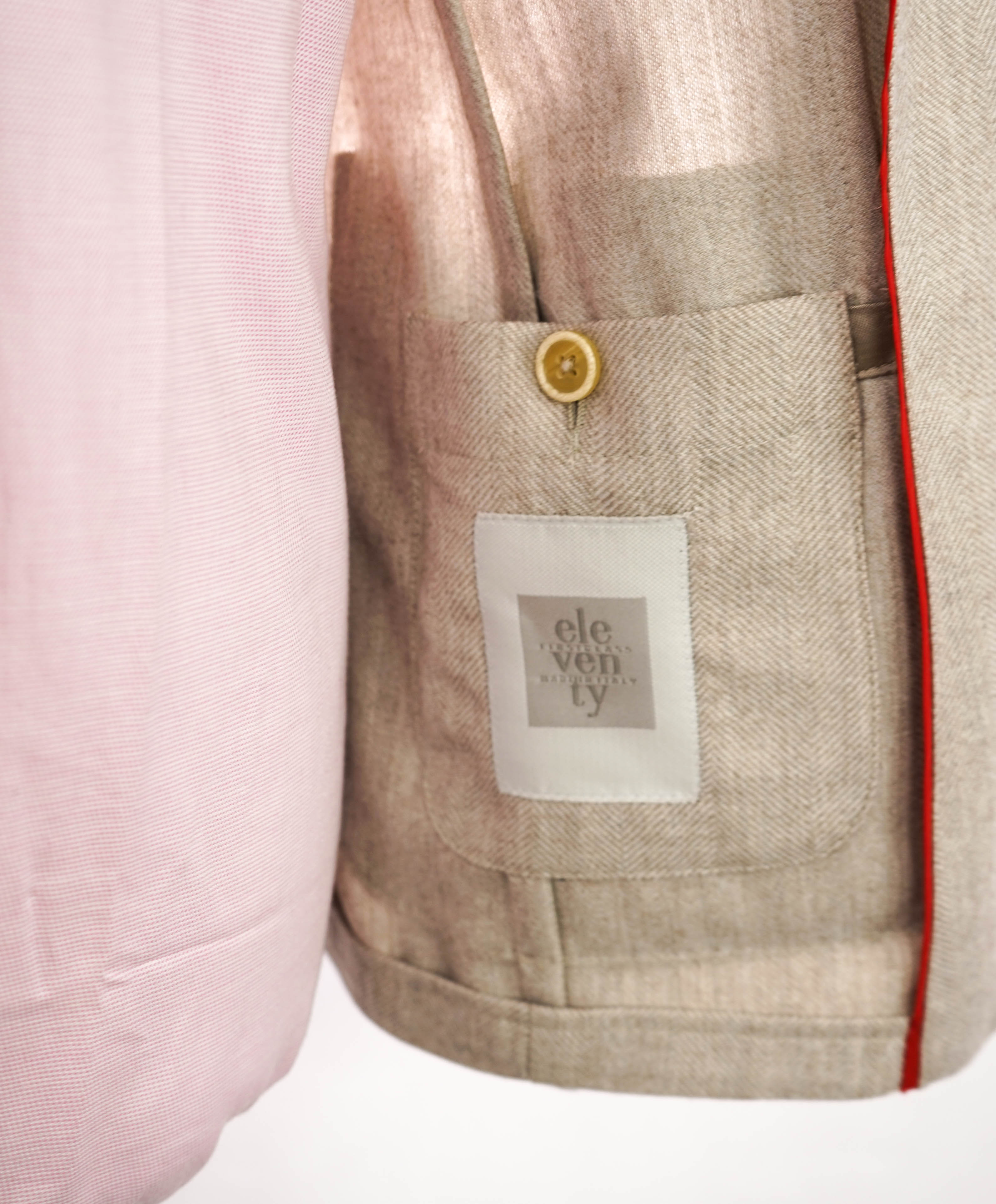 ELEVENTY - Neutral HERRINGBONE Patch Pocket Peak Lapel Blazer - 40 (50 EU)
