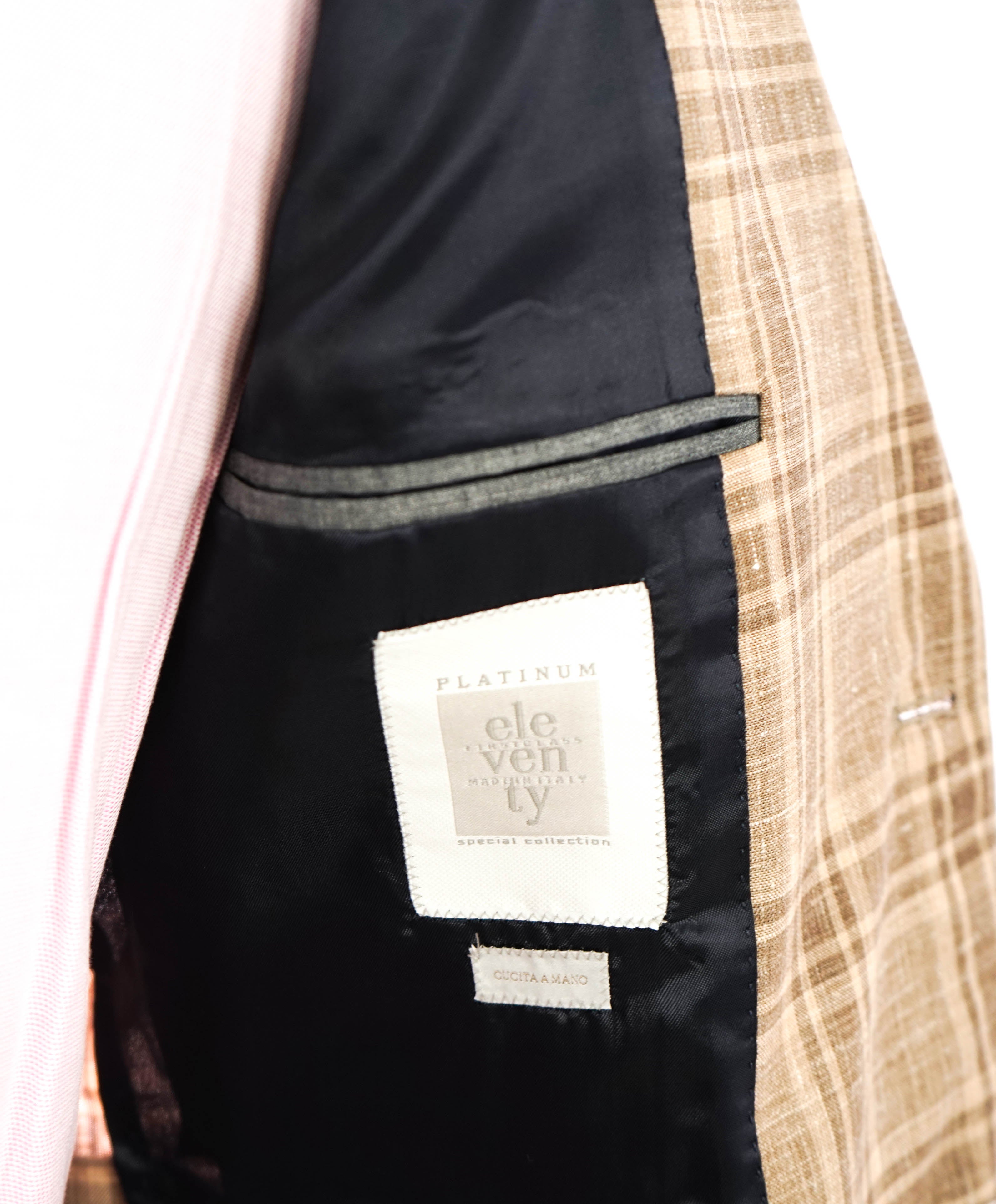 ELEVENTY - By ERMENEGILDO ZEGNA "Wool/Linen/Silk" Neutral Blazer - 40 (50 EU)