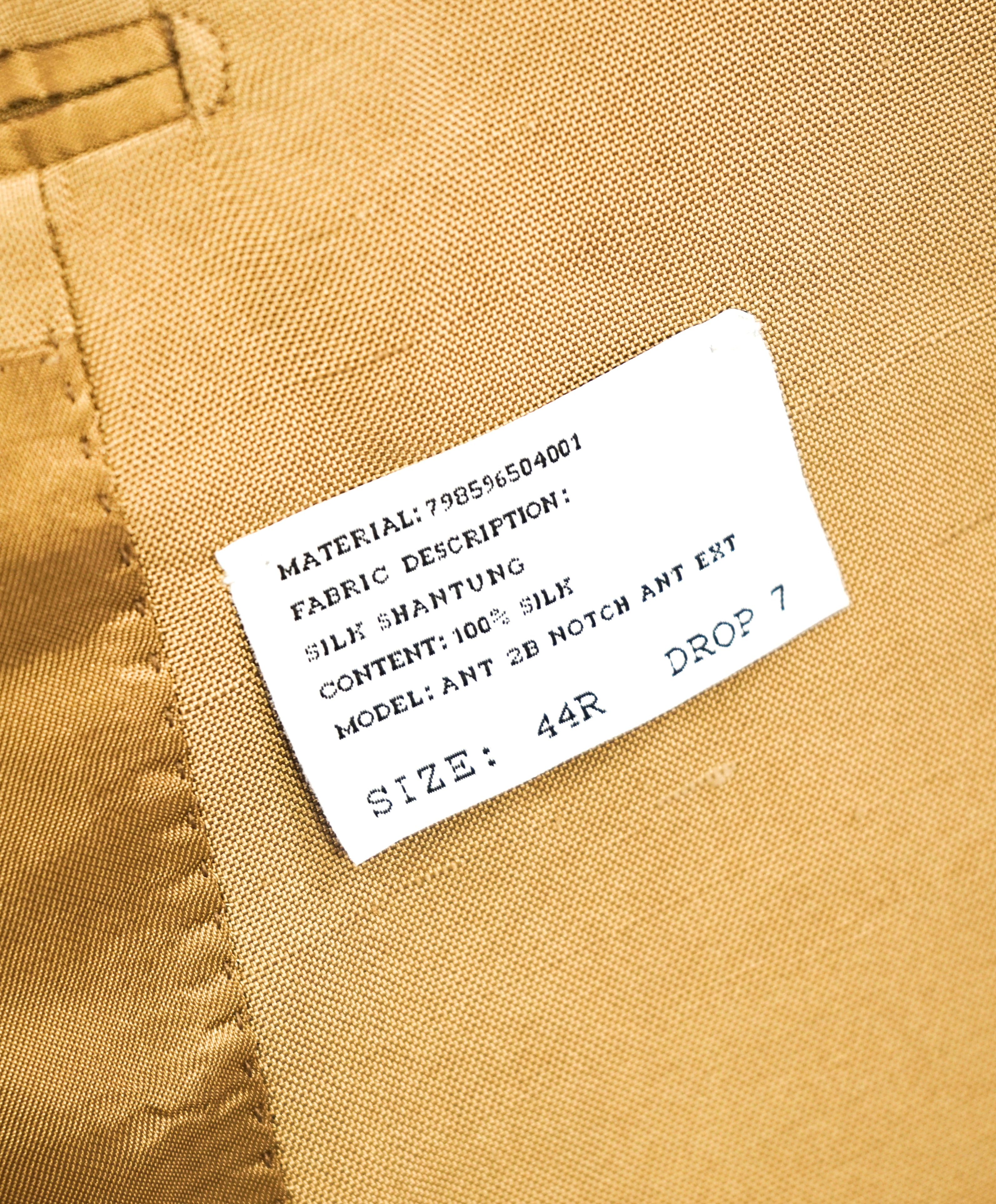 RALPH LAUREN PURPLE LABEL - Gold “Anthony PURE SILK Shantung” Suit - 44R