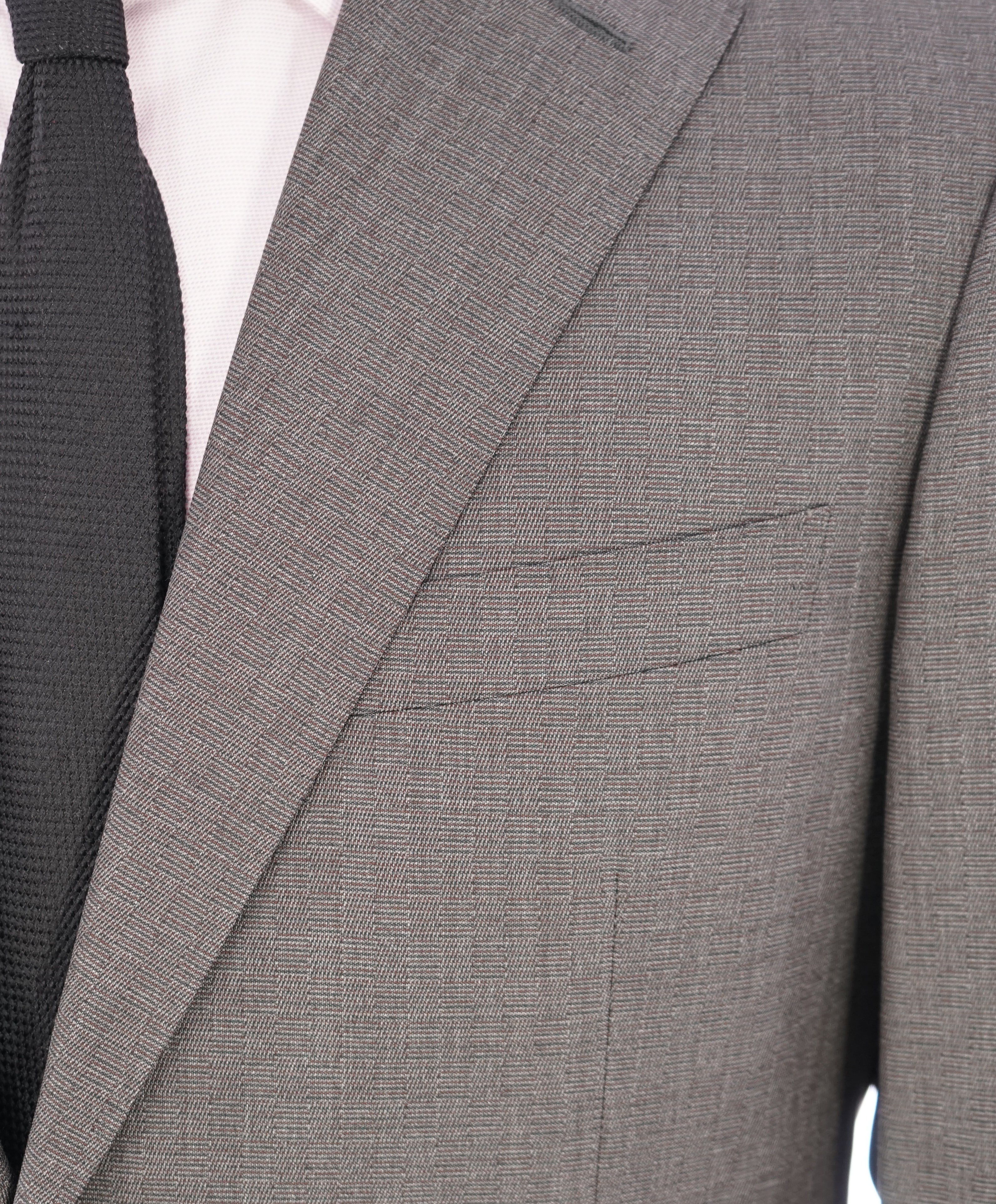 CANALI - Gray & Burgundy * Square Check * Notch Lapel Suit - 38R