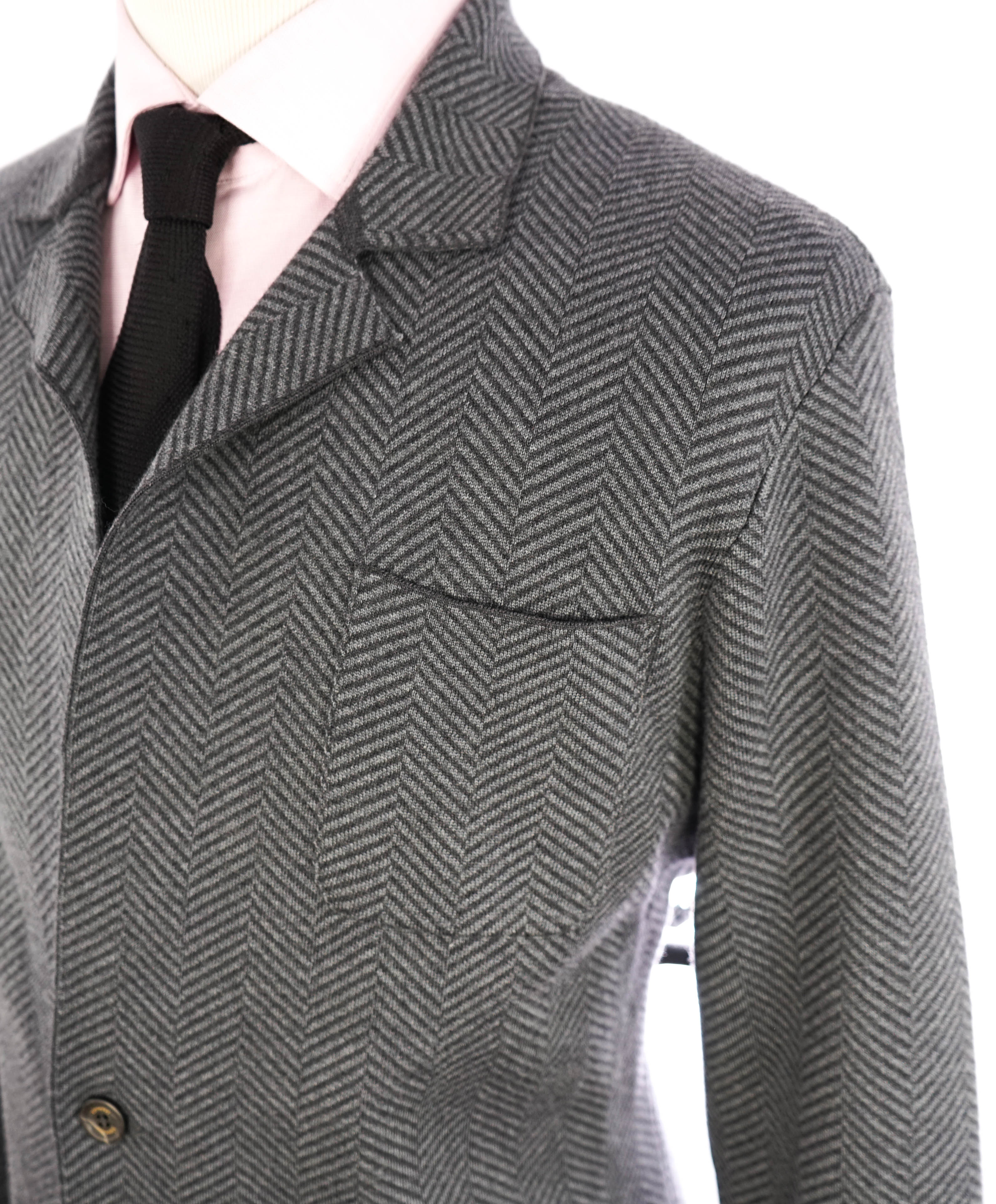 ELEVENTY - WOOL Herringbone Knit Sweater Style Blazer MOP Buttons - XL (42US)