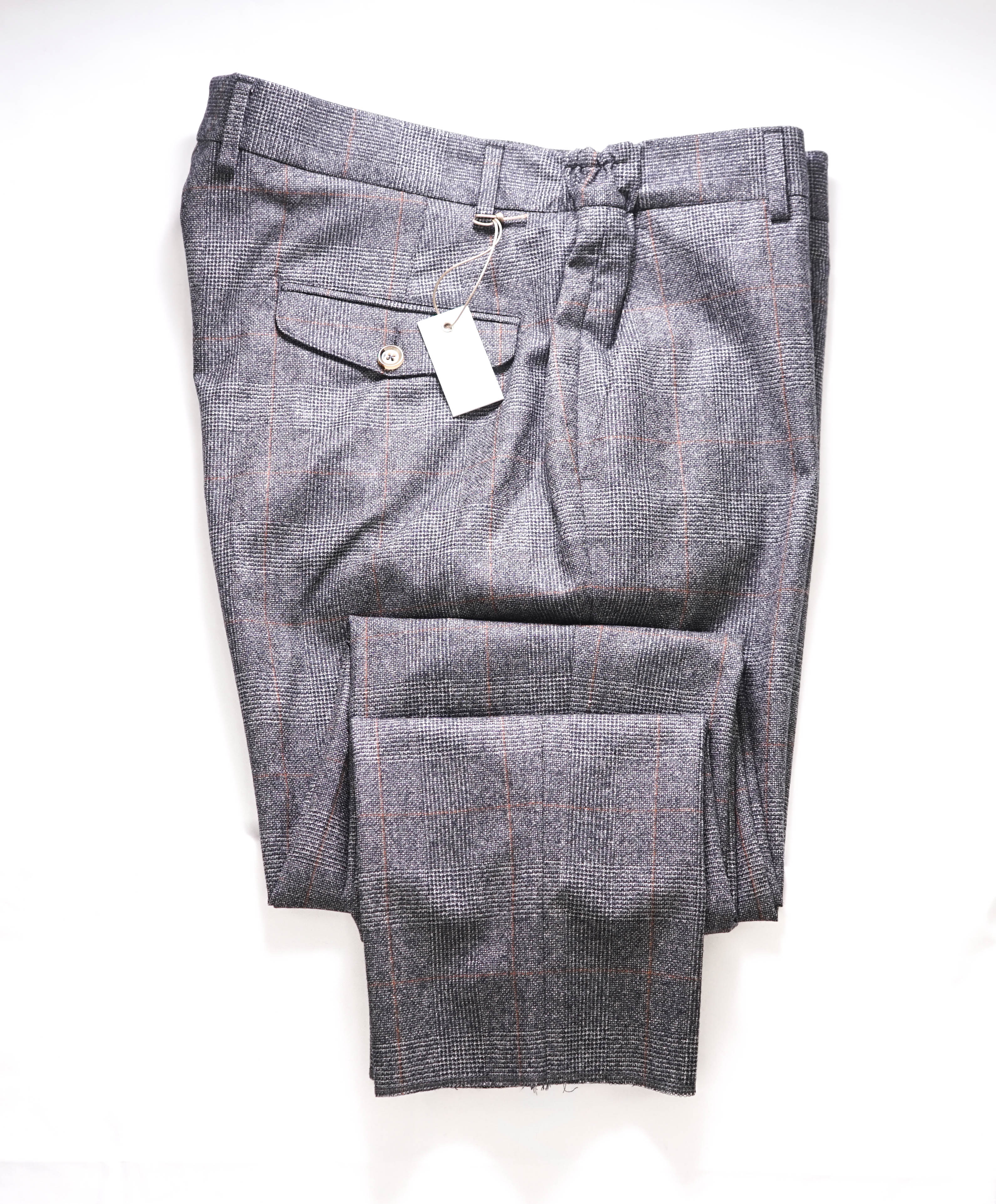 $545 ELEVENTY - Gray WOOL *Prince Of Wales* Plaid Check Dress Pants- 36W