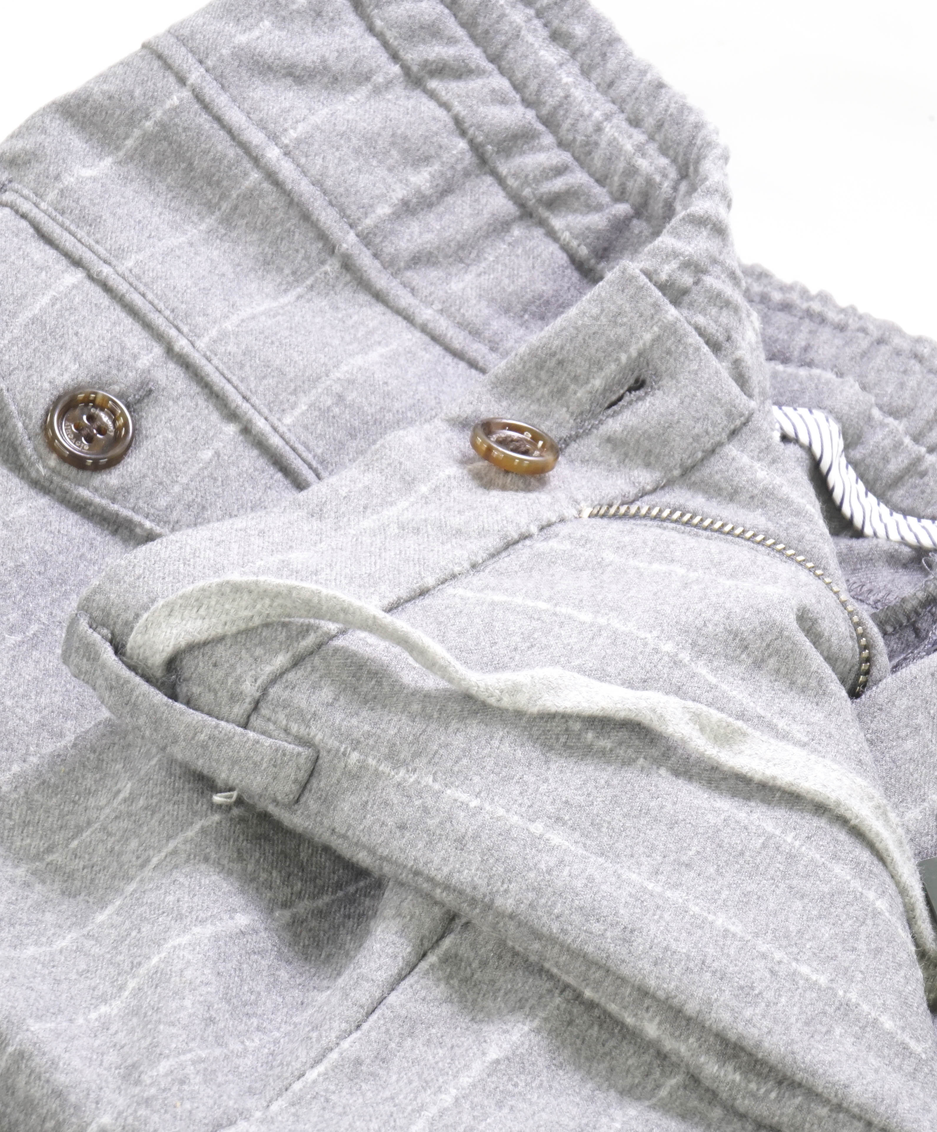 $545 ELEVENTY - JOGGER *SUEDE Draw String* Gray Dress/Casual Pants- 40W