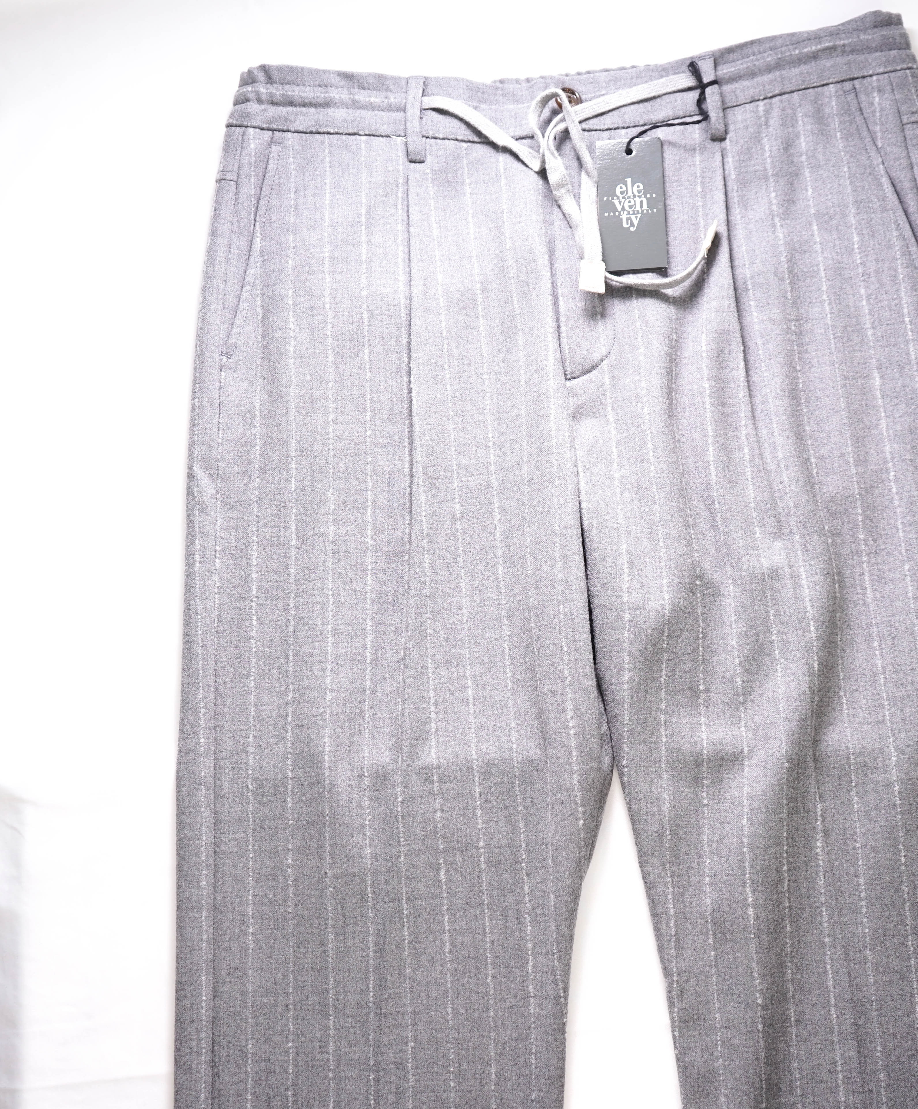 $545 ELEVENTY - JOGGER *SUEDE Draw String* Gray Dress/Casual Pants- 40W