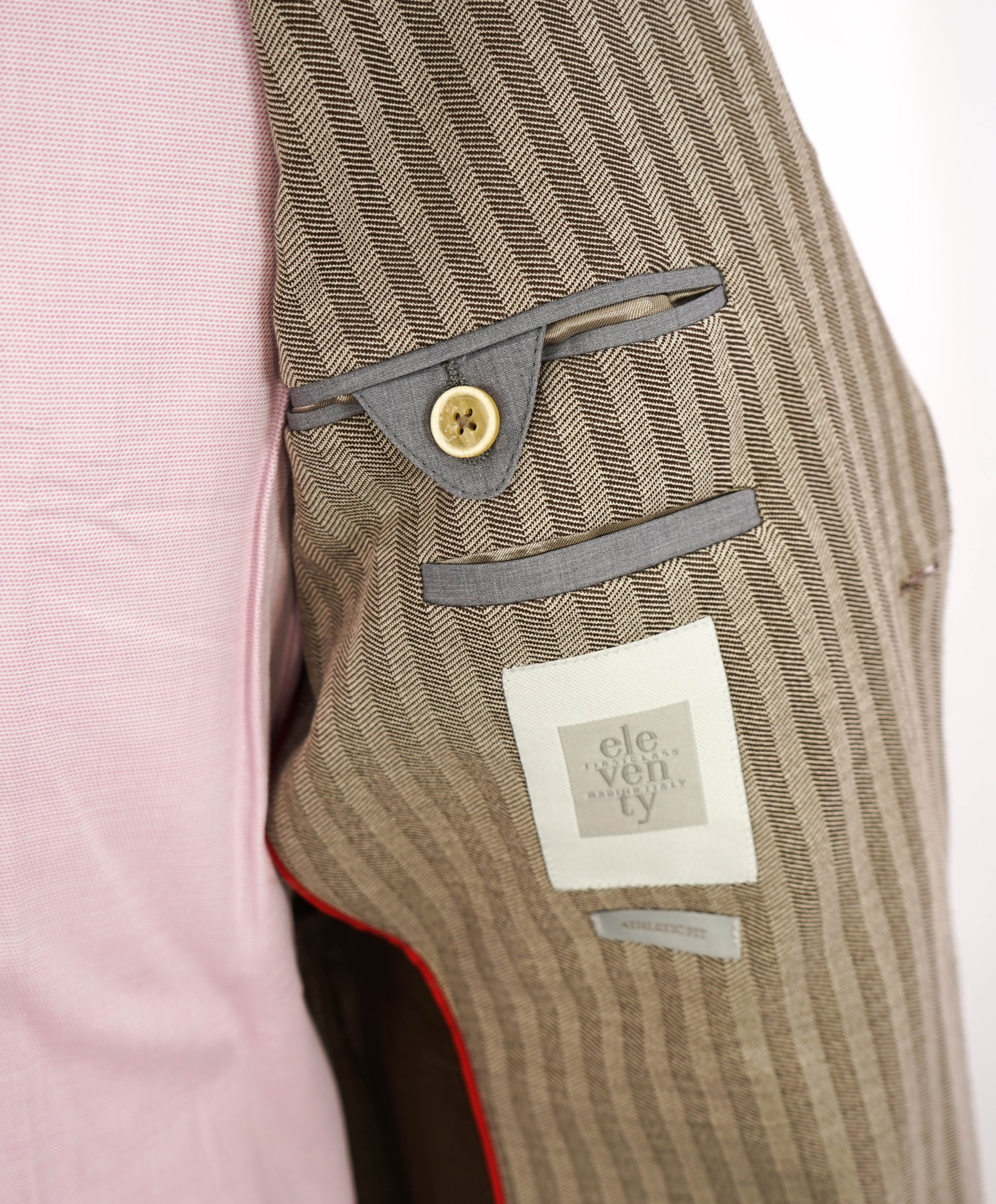 ELEVENTY - Brown HERRINGBONE Semi-Lined Peak COTTON Blazer - 40 (50 EU)