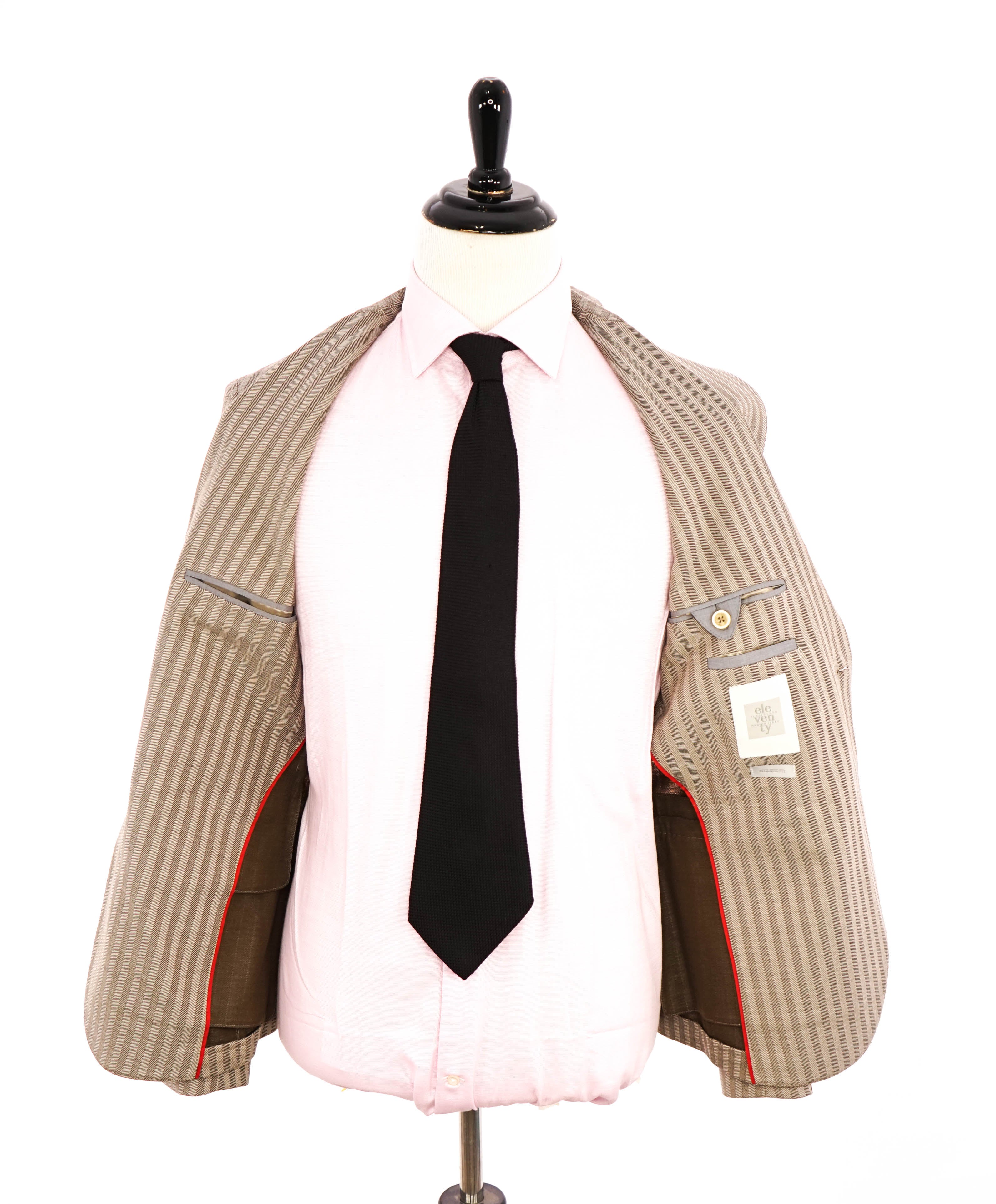 ELEVENTY - Brown HERRINGBONE Semi-Lined Peak COTTON Blazer - 40 (50 EU)