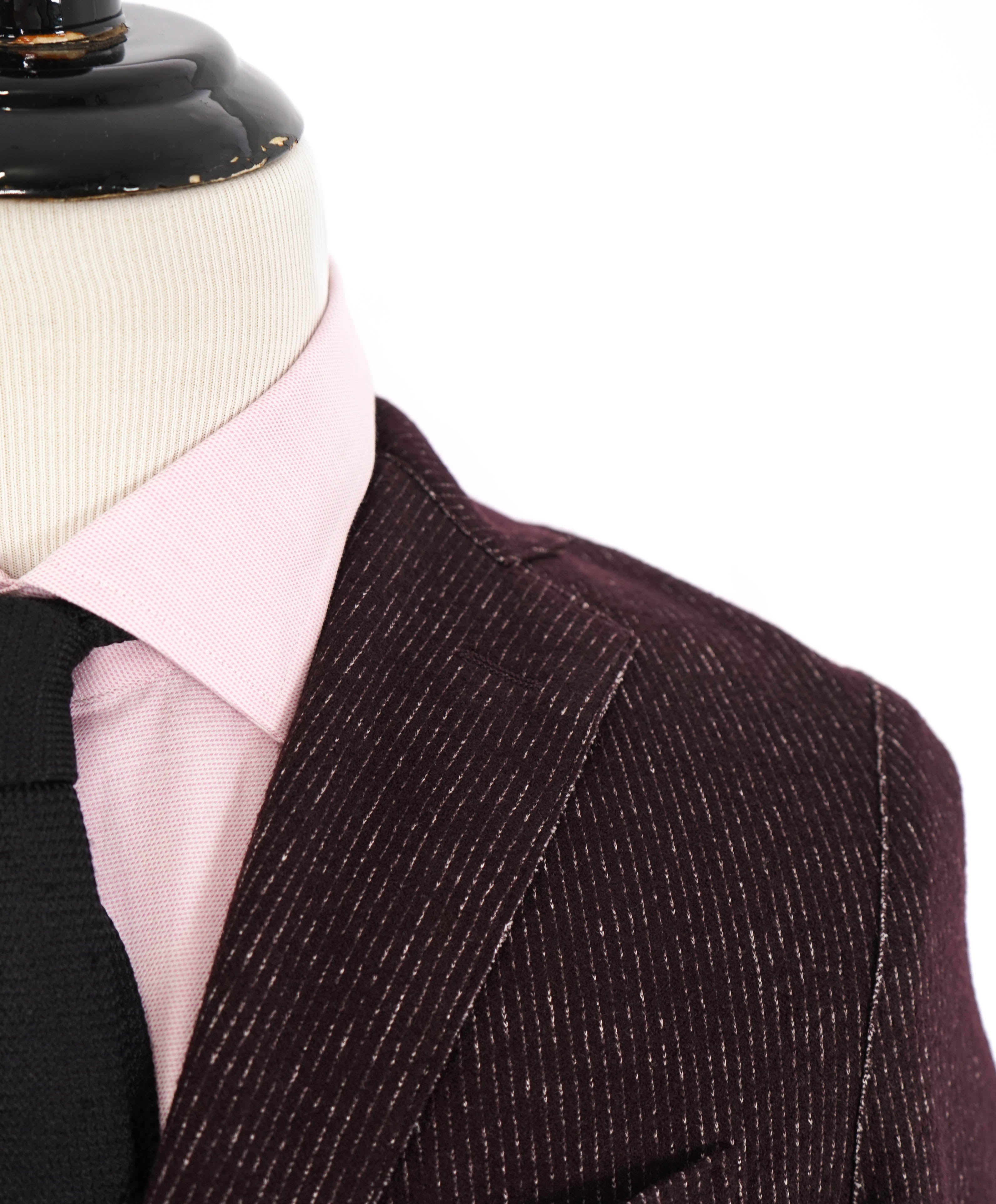 ELEVENTY - Brown/Burgundy Micro Stripe Wool & Cotton Notch Blazer - 40 (50 EU)