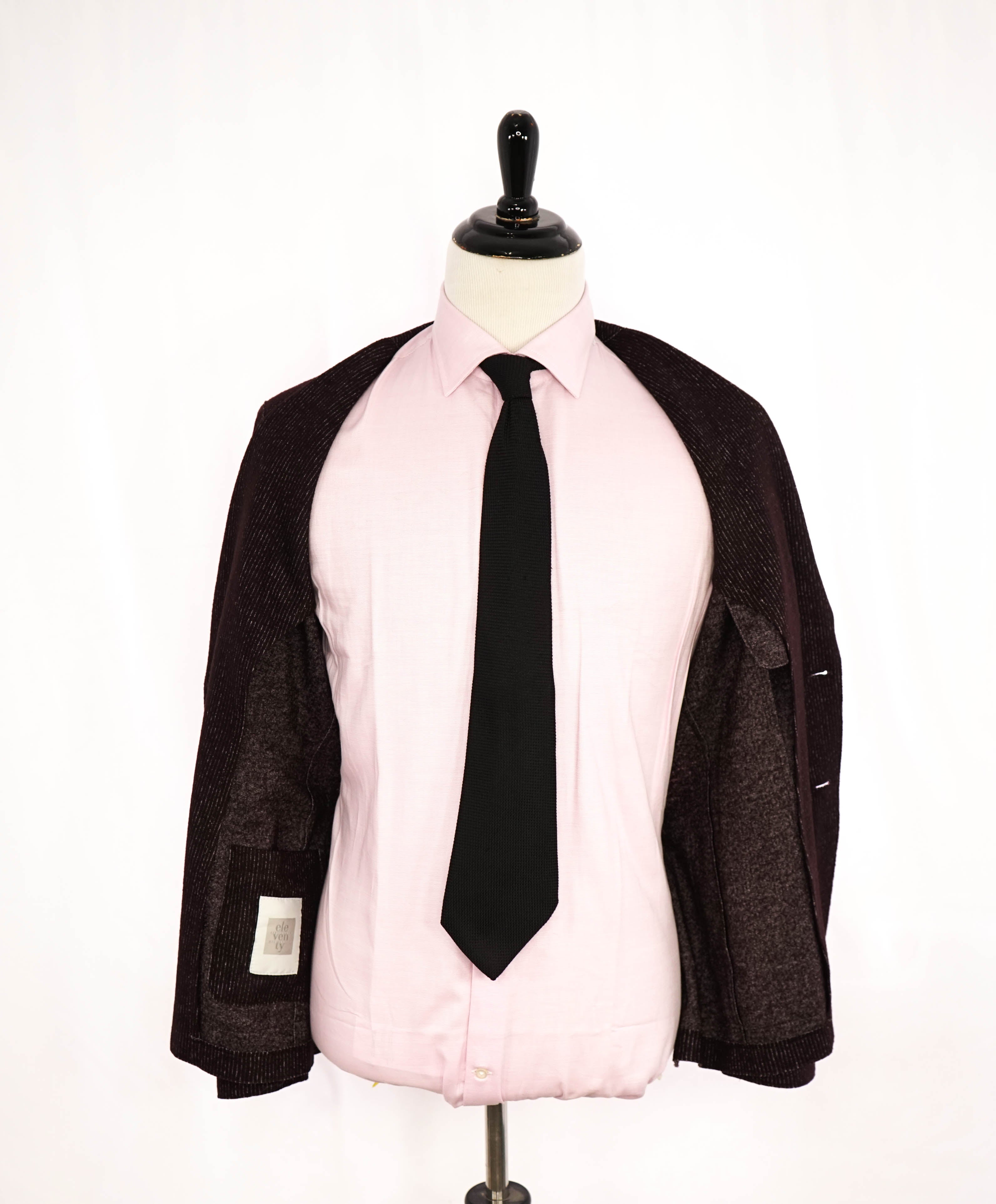 ELEVENTY - Brown/Burgundy Micro Stripe Wool & Cotton Notch Blazer - 40 (50 EU)
