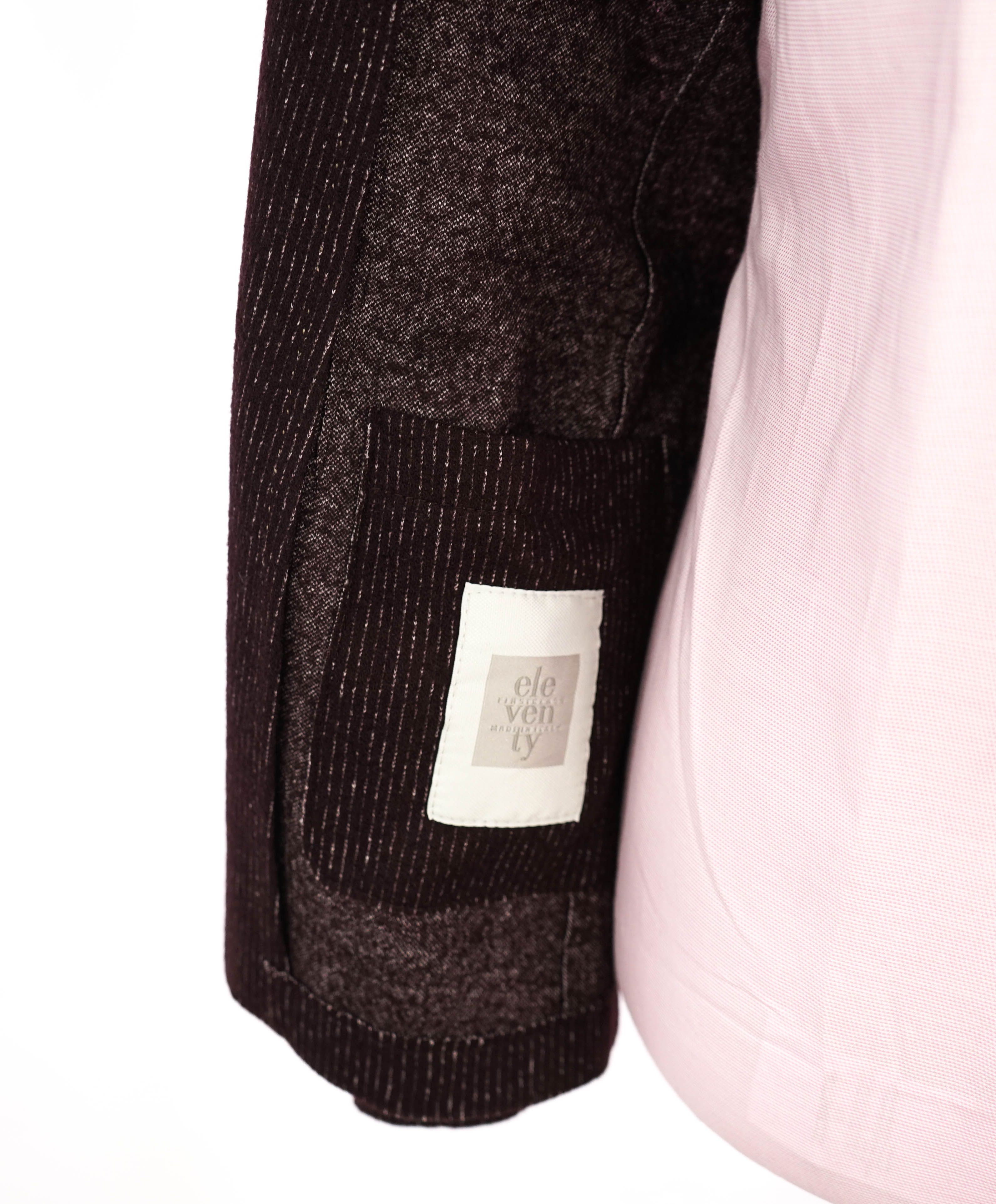 ELEVENTY - Brown/Burgundy Micro Stripe Wool & Cotton Notch Blazer - 40 (50 EU)