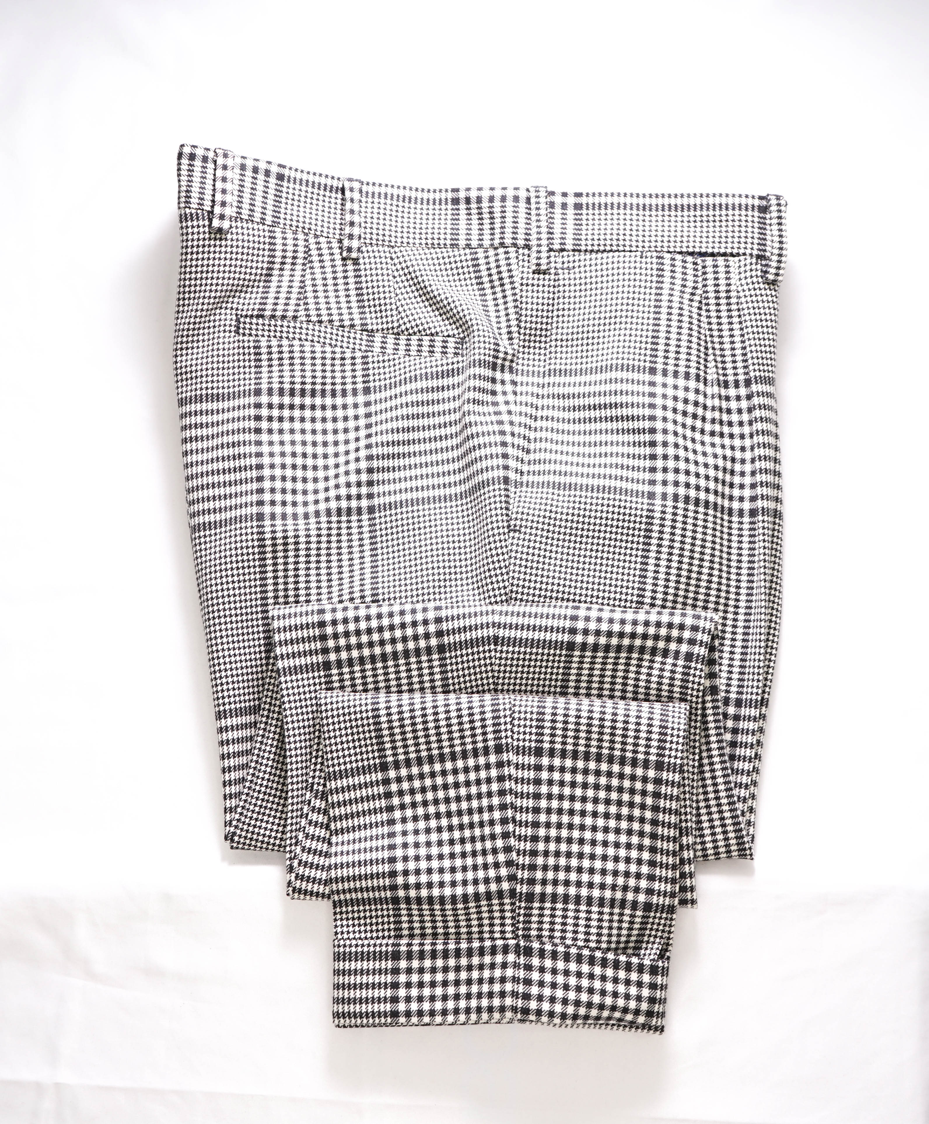 ELEVENTY - Bold Black N' White Check Plaid Flat Front Dress Pants- 33W