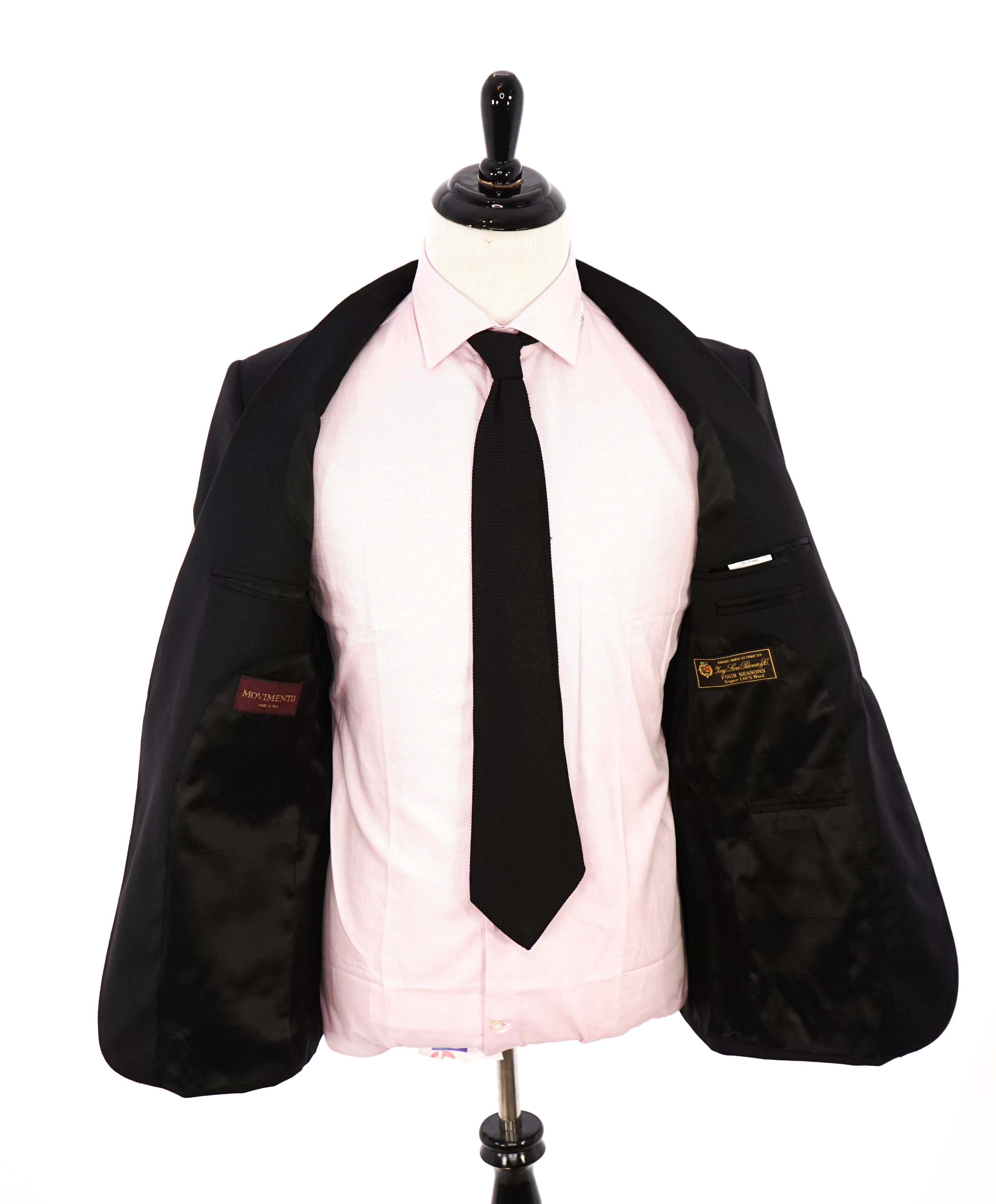 $995 LORO PIANA - MOVIMENTO “Four Seasons” 130s Black Blazer- 46R