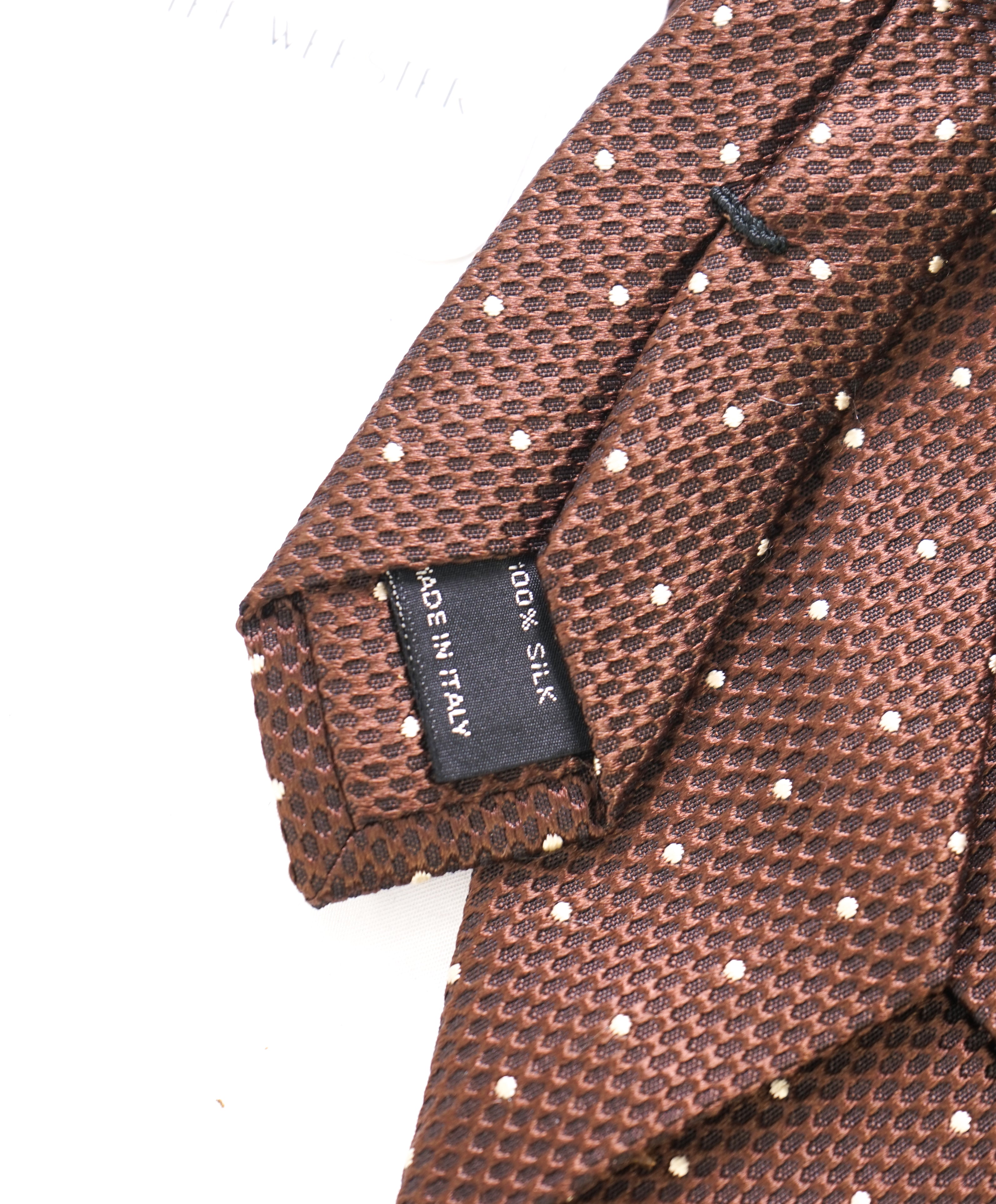 $295 TOM FORD - Handmade In Italy Brown Polka Dot SILK - Tie