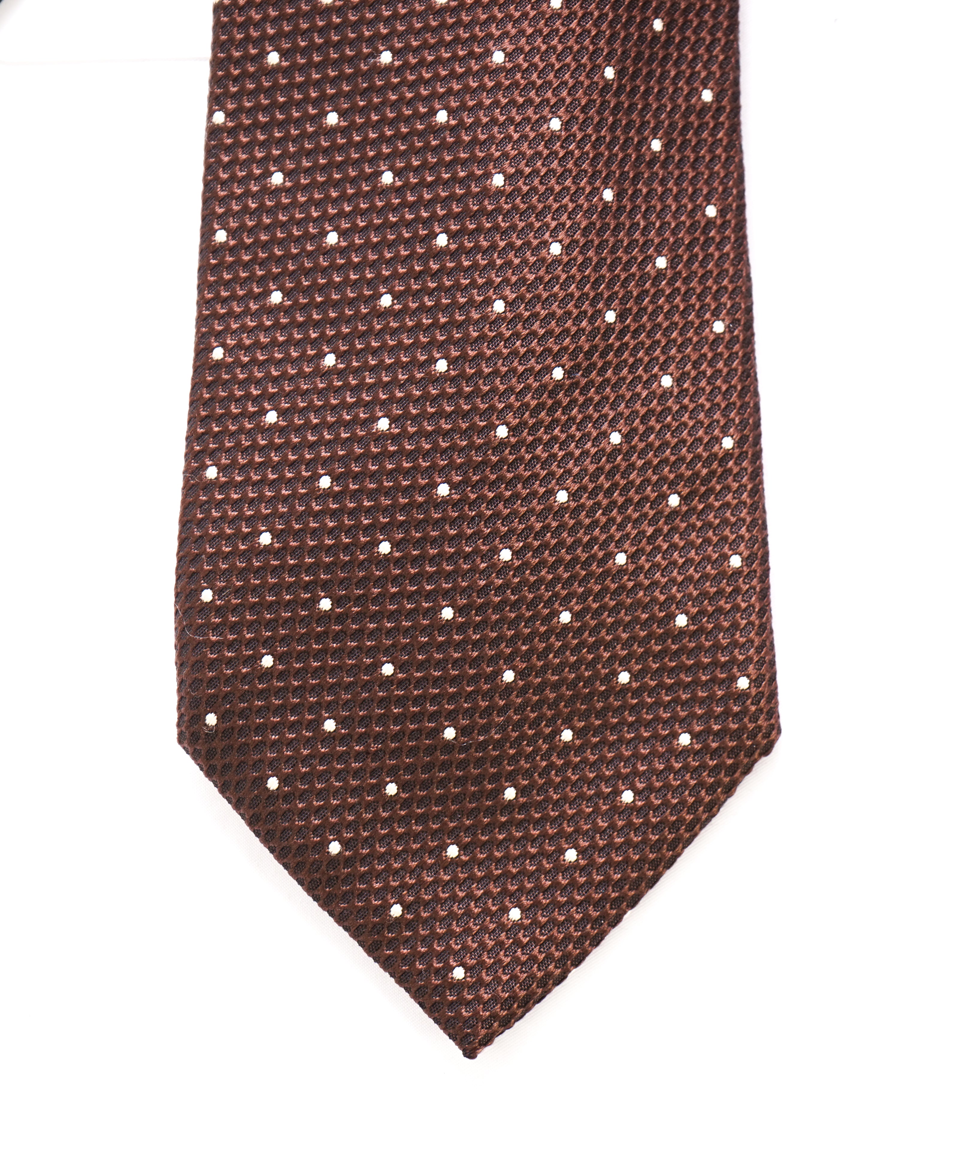 $295 TOM FORD - Handmade In Italy Brown Polka Dot SILK - Tie