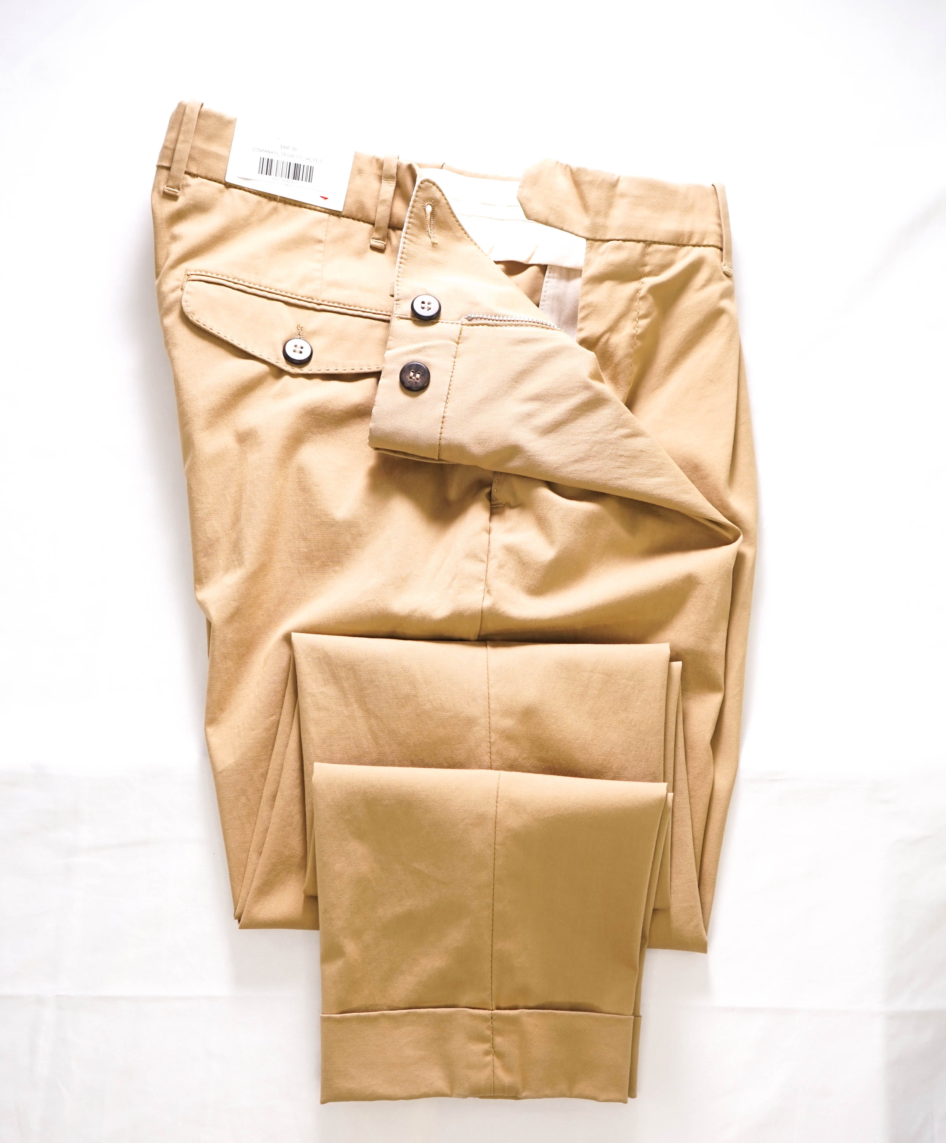 ELEVENTY - CAMEL Cotton/SILK/Elastane Chino Casual/Slim Pants- 33W
