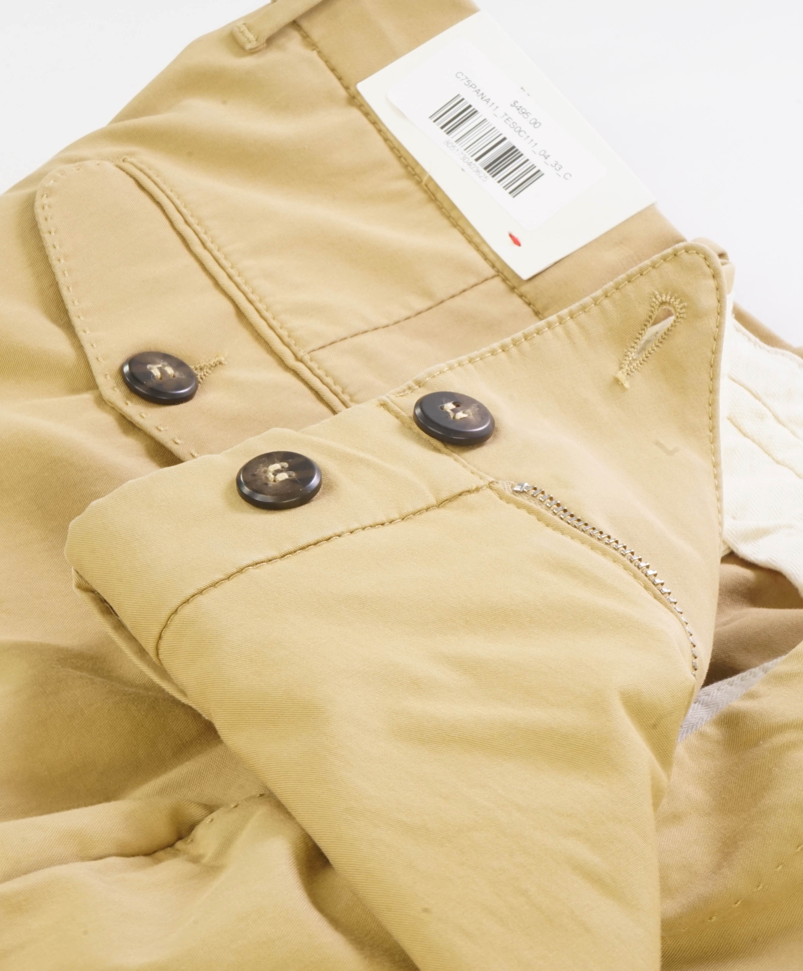 ELEVENTY - CAMEL Cotton/SILK/Elastane Chino Casual/Slim Pants- 33W