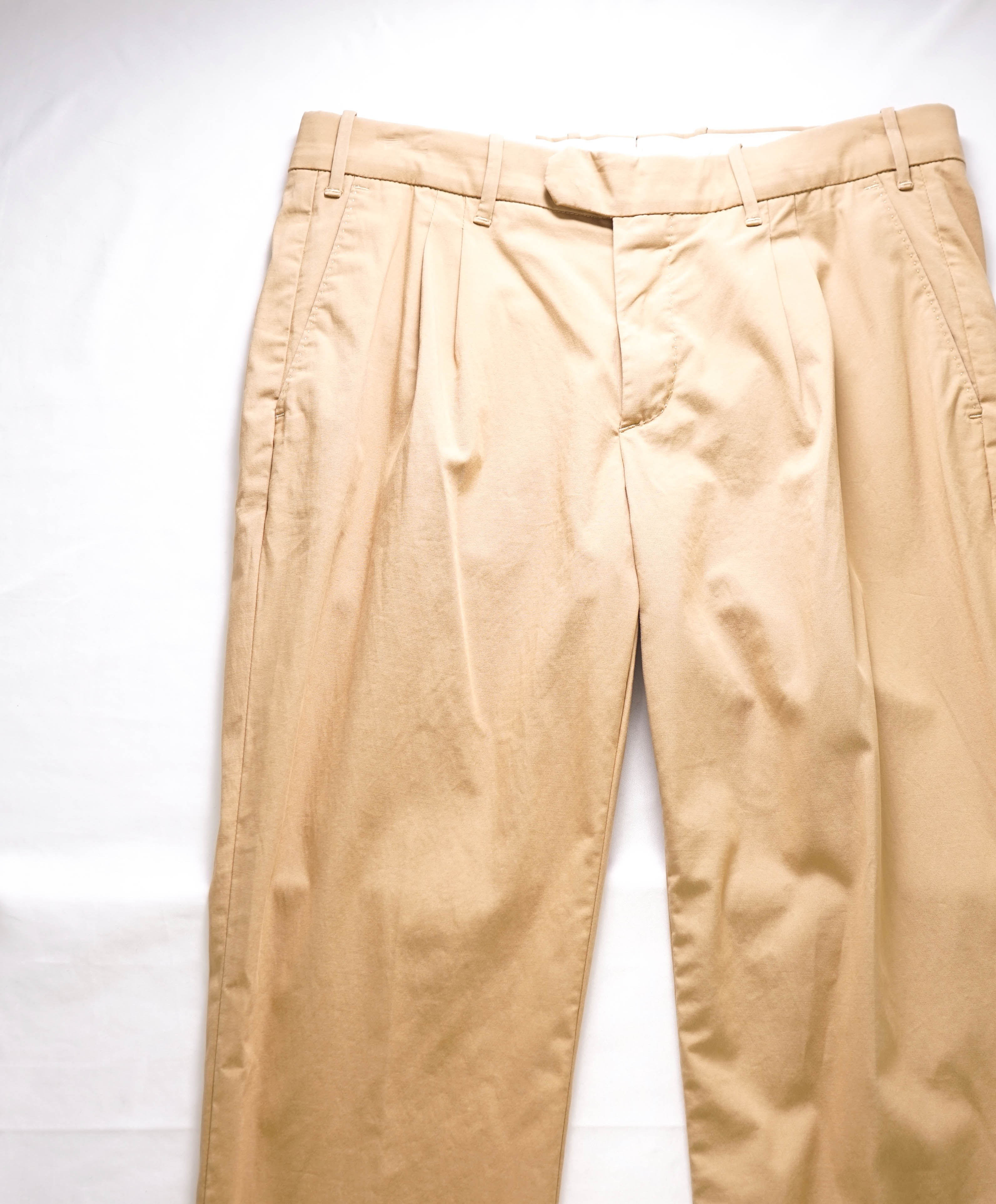ELEVENTY - CAMEL Cotton/SILK/Elastane Chino Casual/Slim Pants- 33W