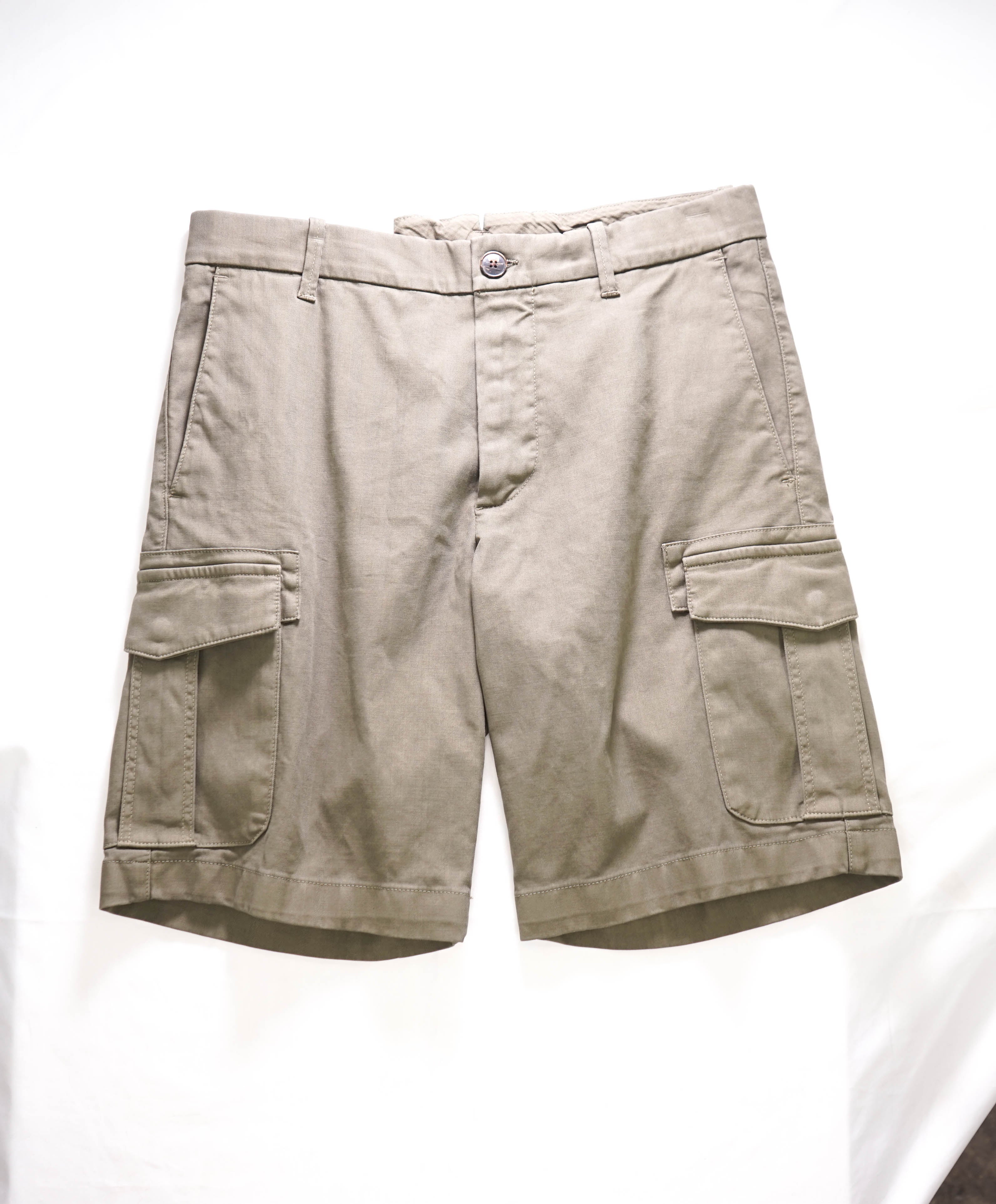 ELEVENTY - COTTON BERMUDA Herringbone Cargo Chino Shorts Pants  - 33W