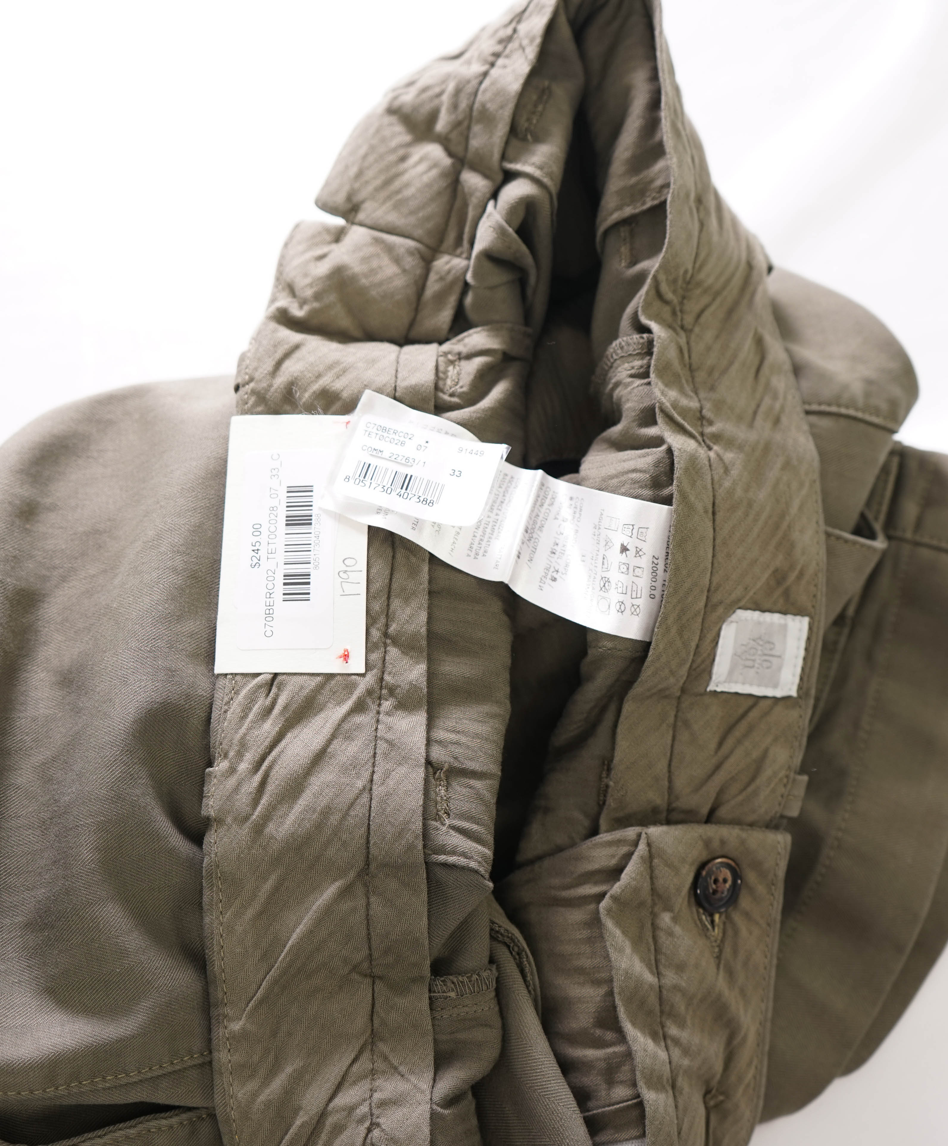 ELEVENTY - COTTON BERMUDA Herringbone Cargo Chino Shorts Pants  - 33W