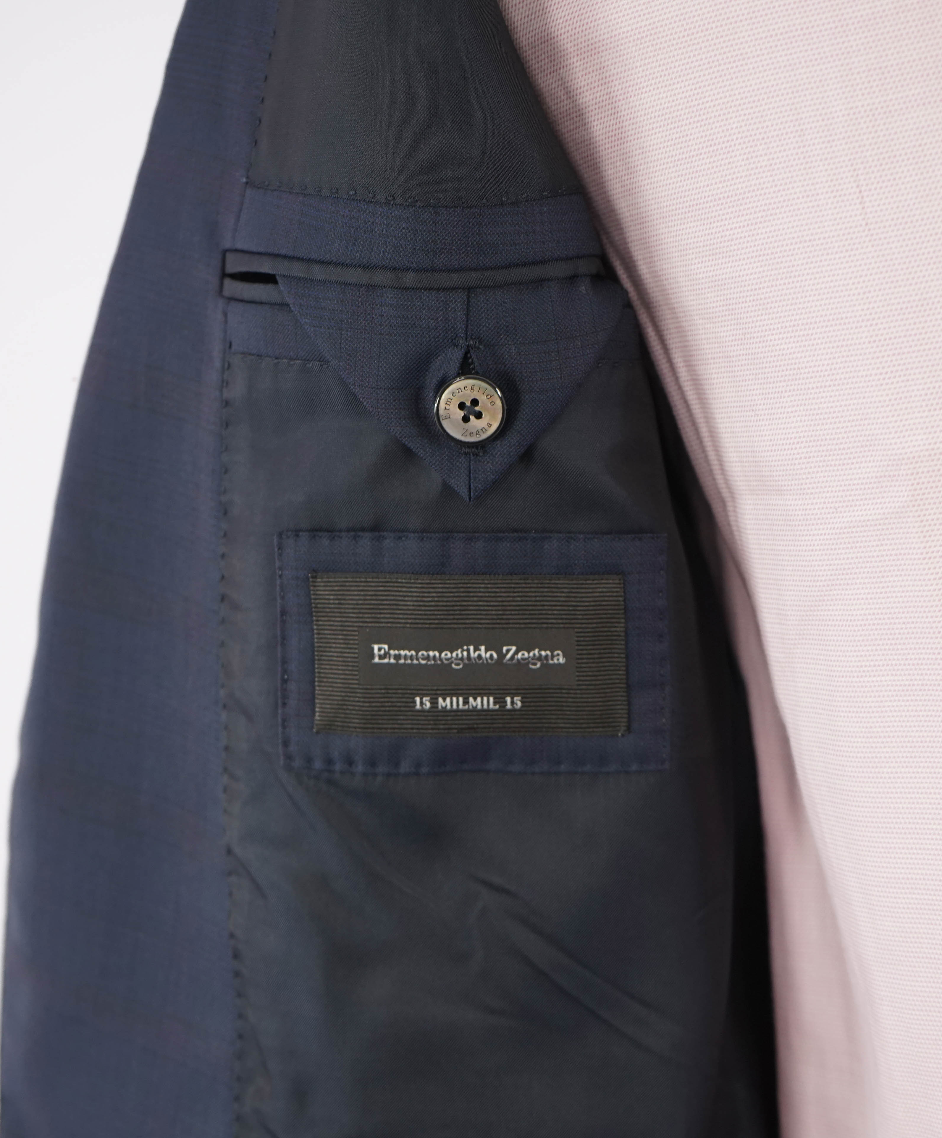 ERMENEGILDO ZEGNA - "15 MILMIL 15" Blue Check Plaid Premium Fabric Suit - 40R